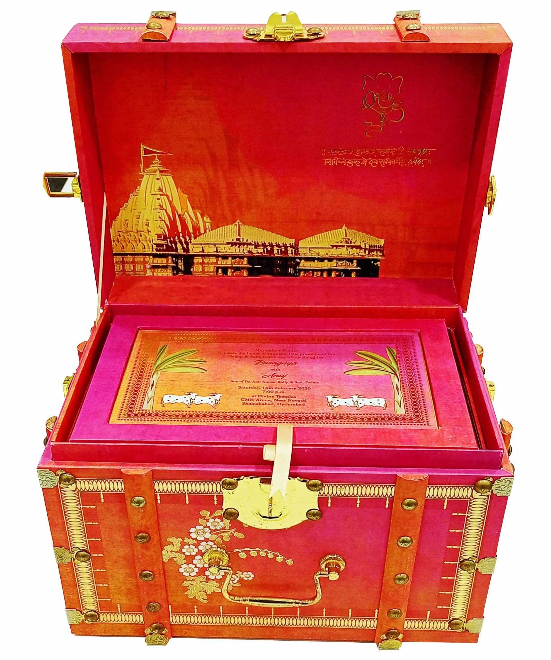 Pink Ultra Luxury Invitation For Royal Indian Wedding-KNKUP029 - Image 2