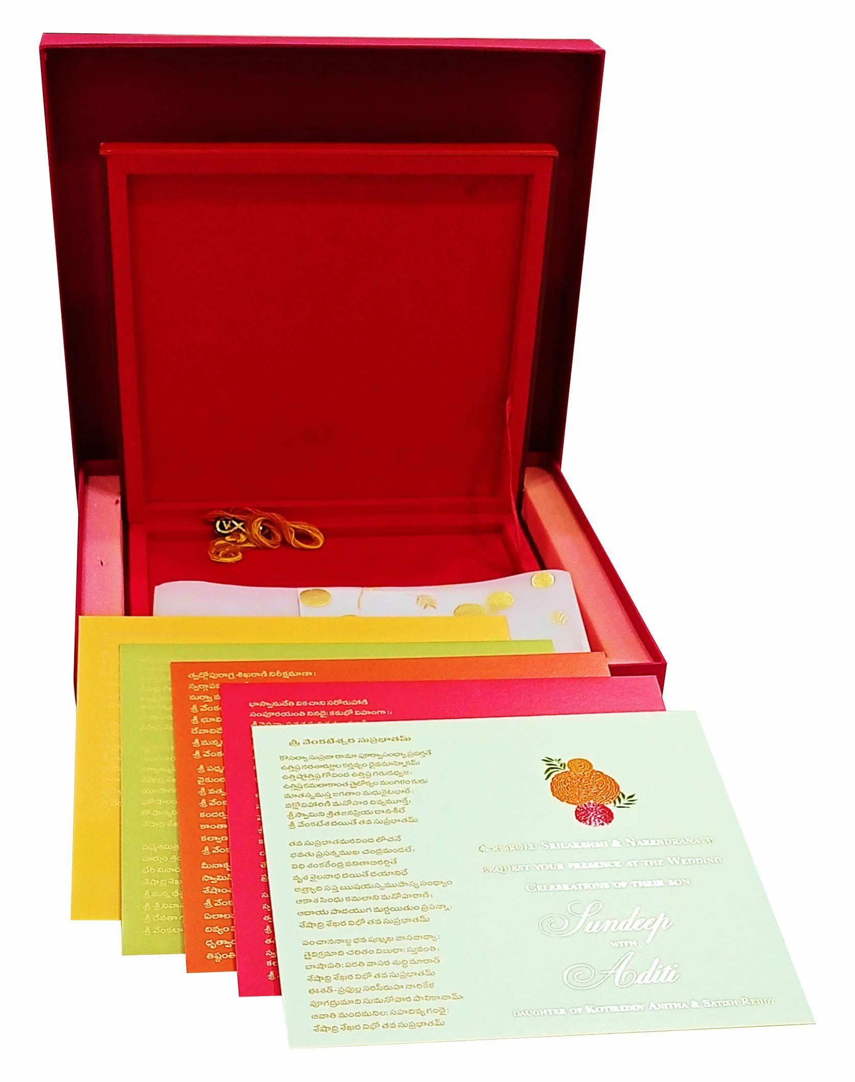 Red Ultra Premium Floral Design In Gold Foiling-KNKUP037
