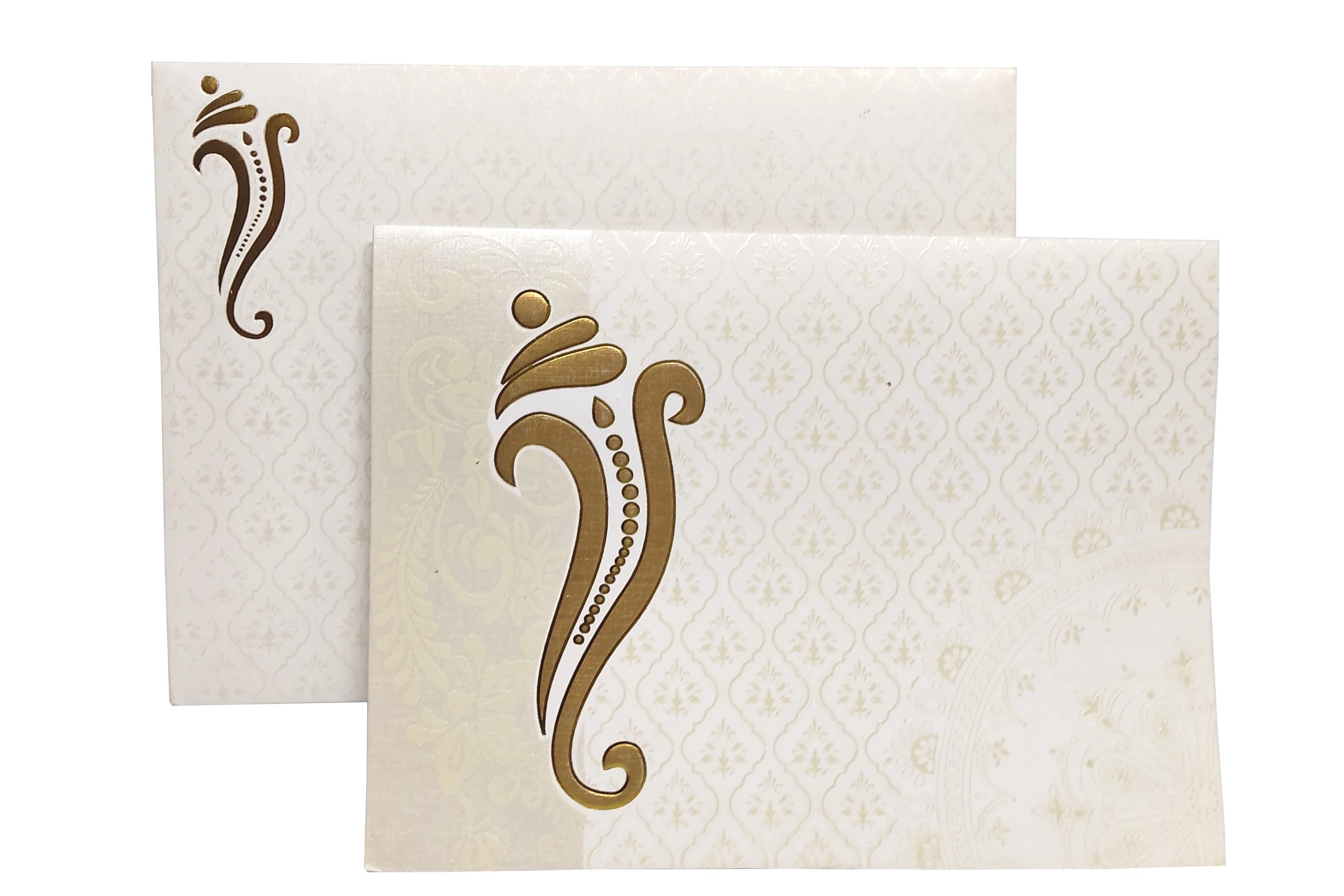 White Ganesha Invitation Card-KNND5540G - Image 2