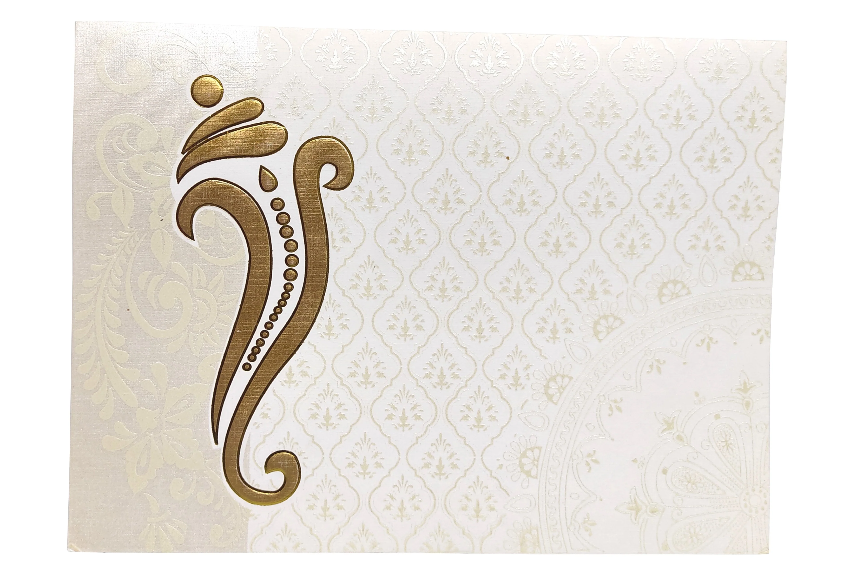 White Ganesha Invitation Card-KNND5540G - Image 3