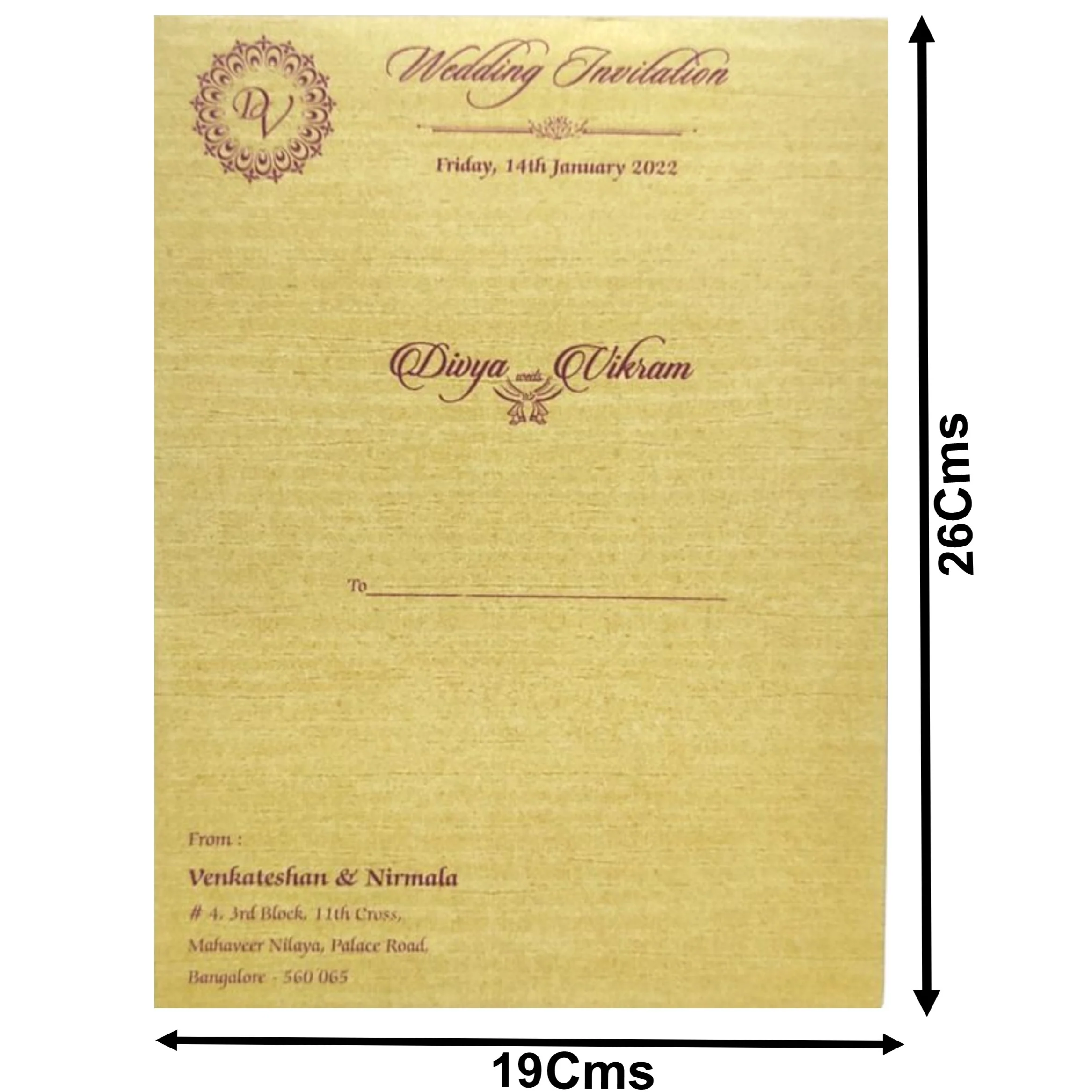 Blue Padding Floral Wedding Card In Gold Foiling Print-KNPC9519B - Image 4