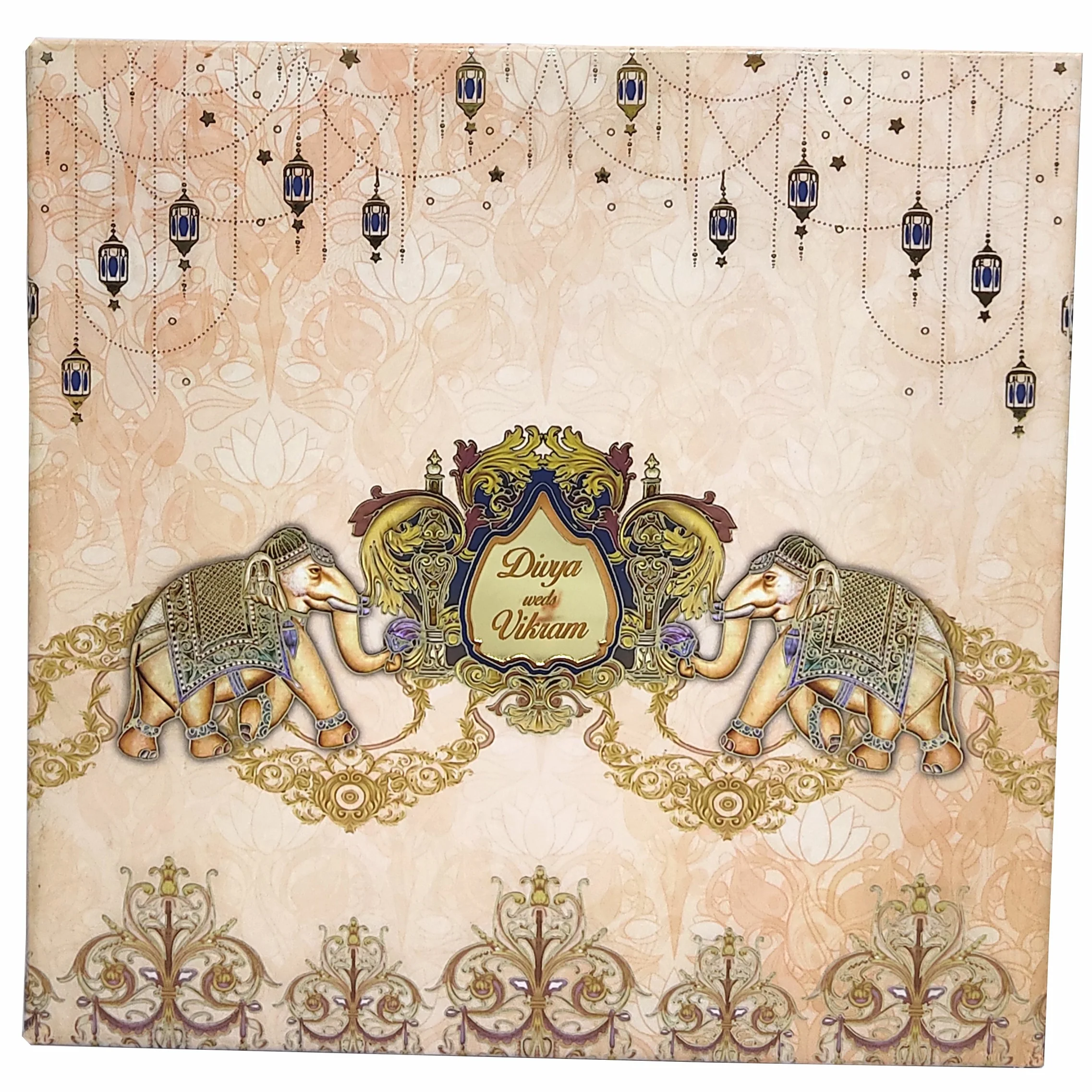 Floral Padded Scodix Wedding Card With Elephant Design-KNPO01ZE - Image 3