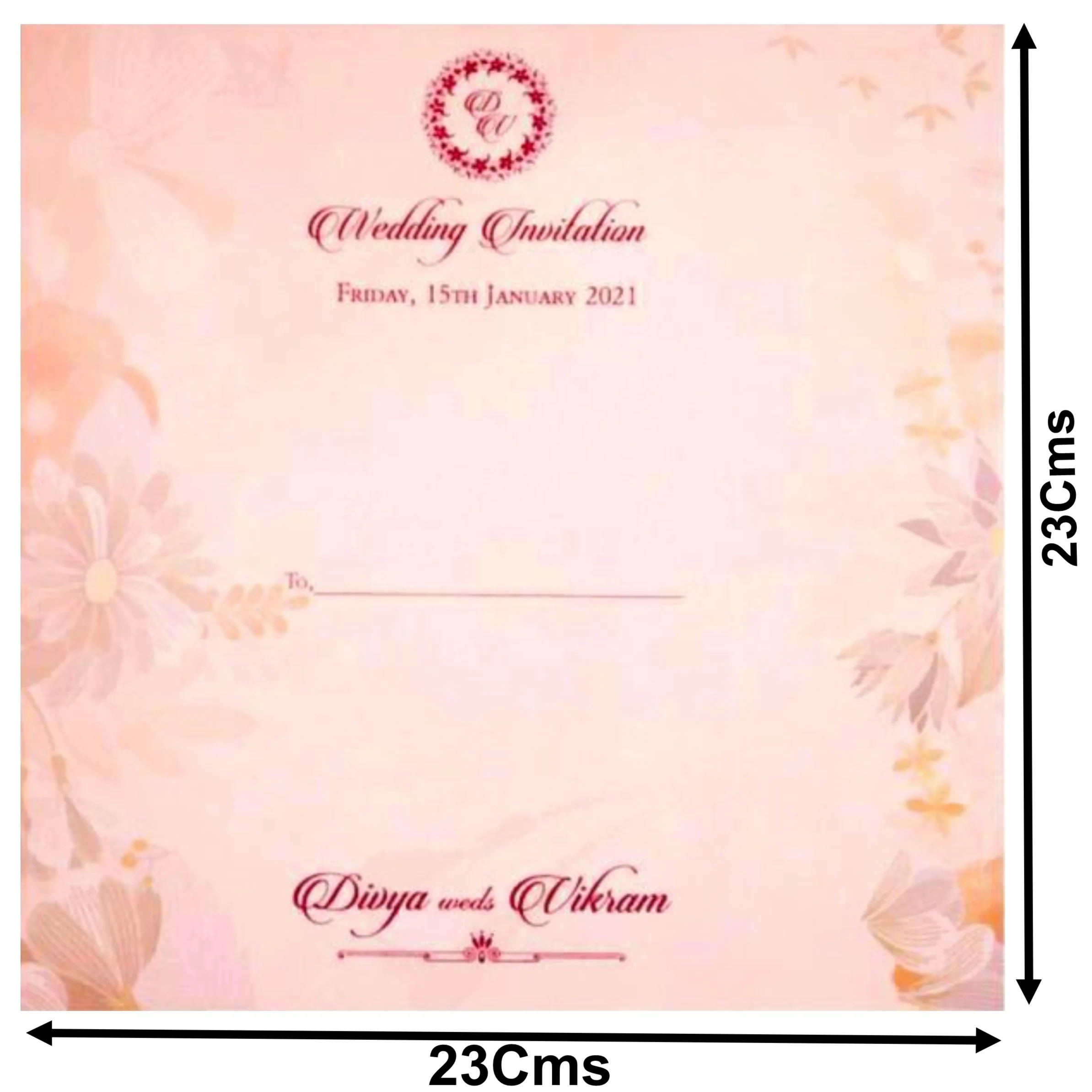 Orange Pastel Floral Padded Invitation Card-KNPO5508O - Image 3