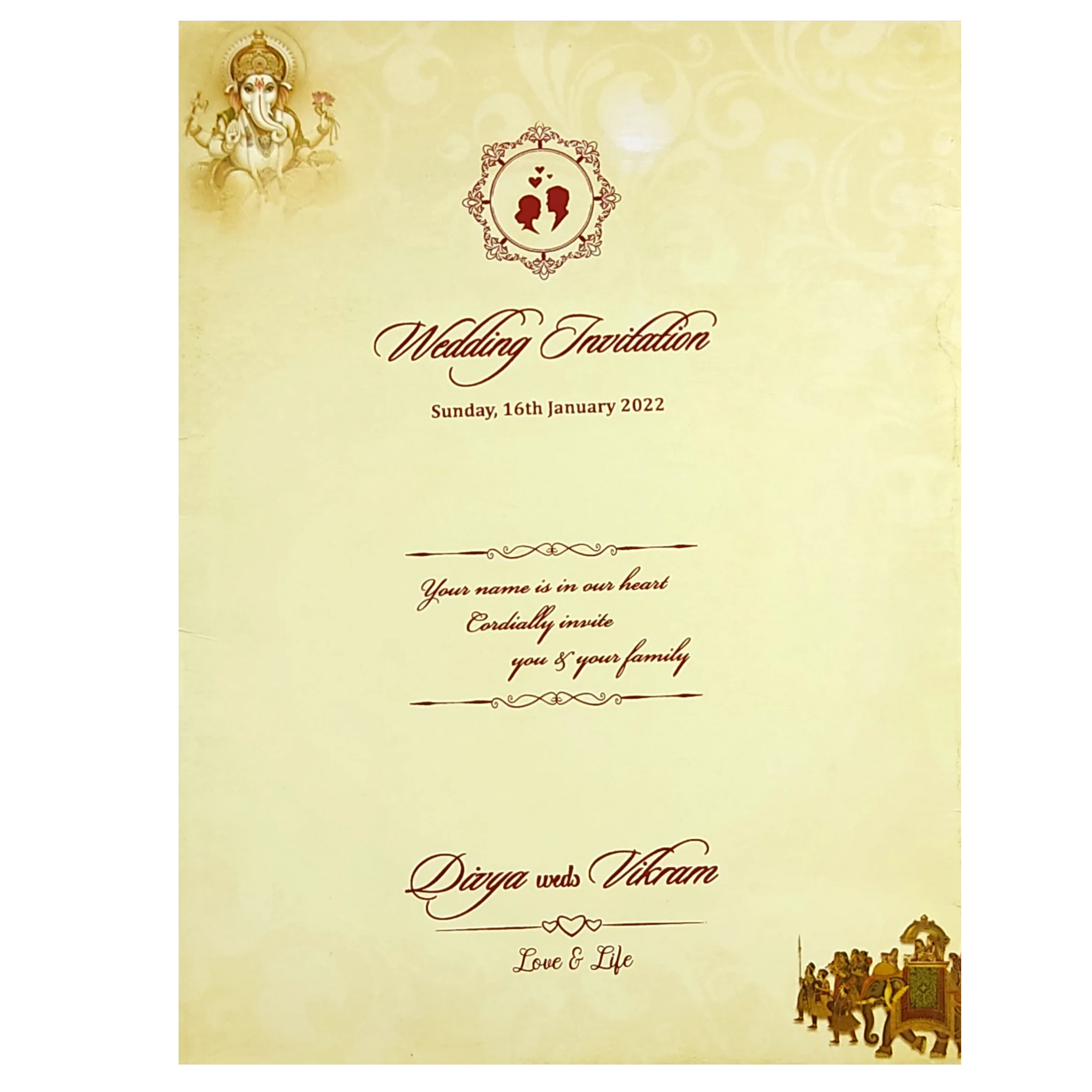 Yellow Padded Offset Ganesha And Baraat Print-KNPO9505Y - Image 4