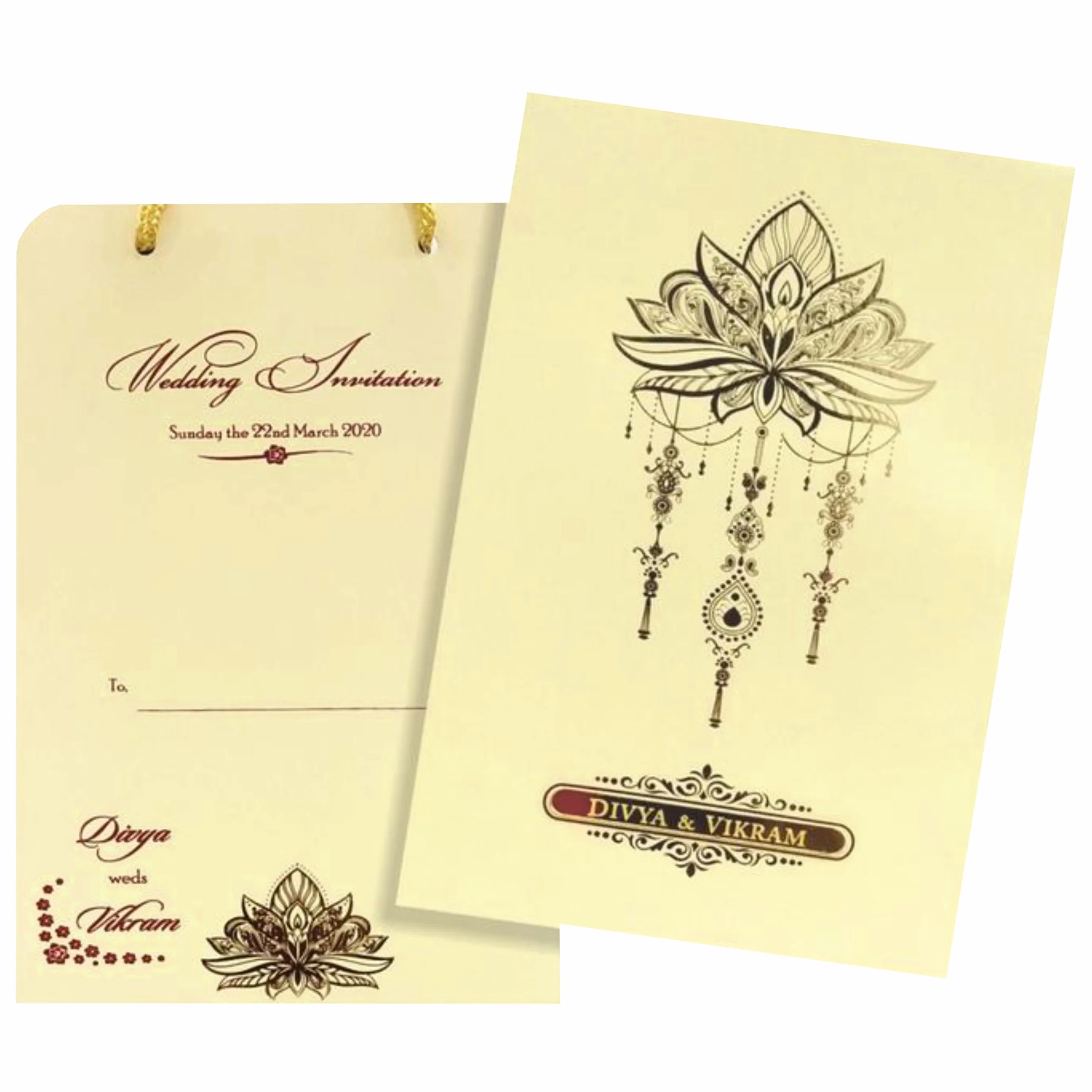 Yellow Floral Invitation Card-KNPR4505C - Image 2