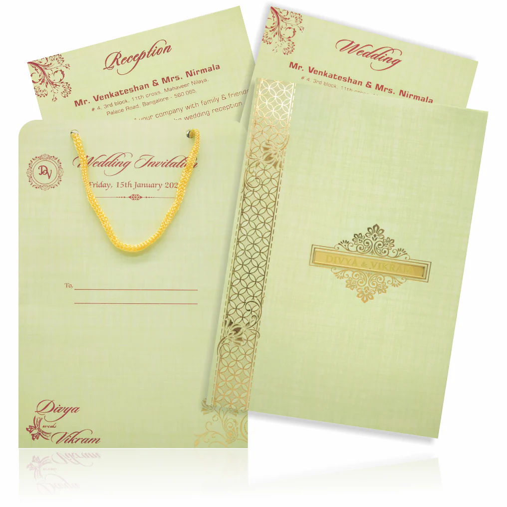 Light Green Bag Invitation Card-KNPR4506G