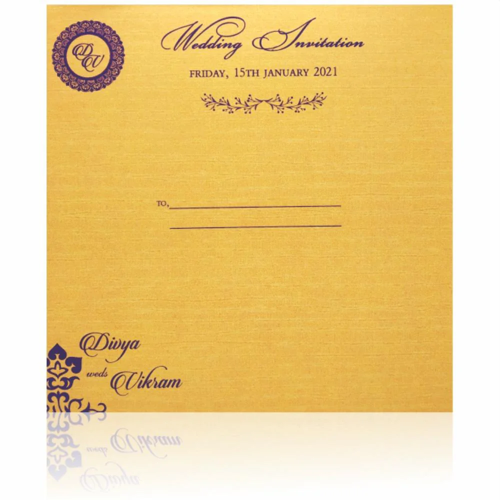 Purple Premium Padded Satin Wedding Card-KNPS6502V - Image 4