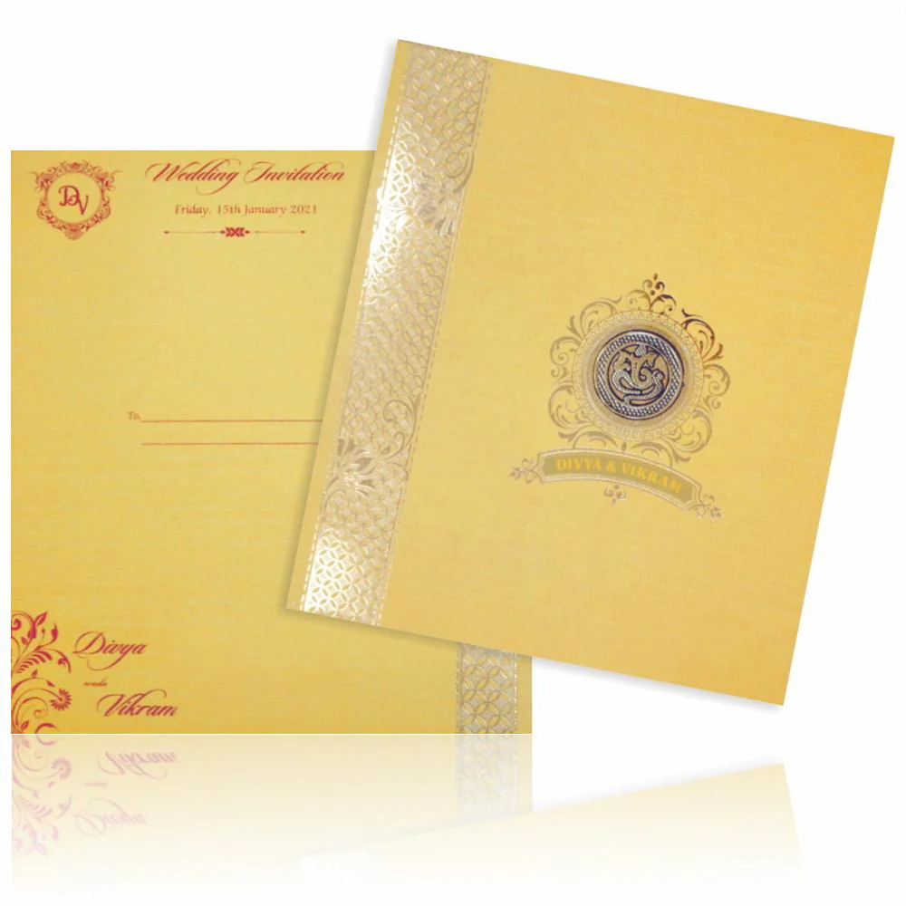 Gold Padded Stiff Board Invitation Card In Gold Foiling Print-KNPS7502G - Image 2