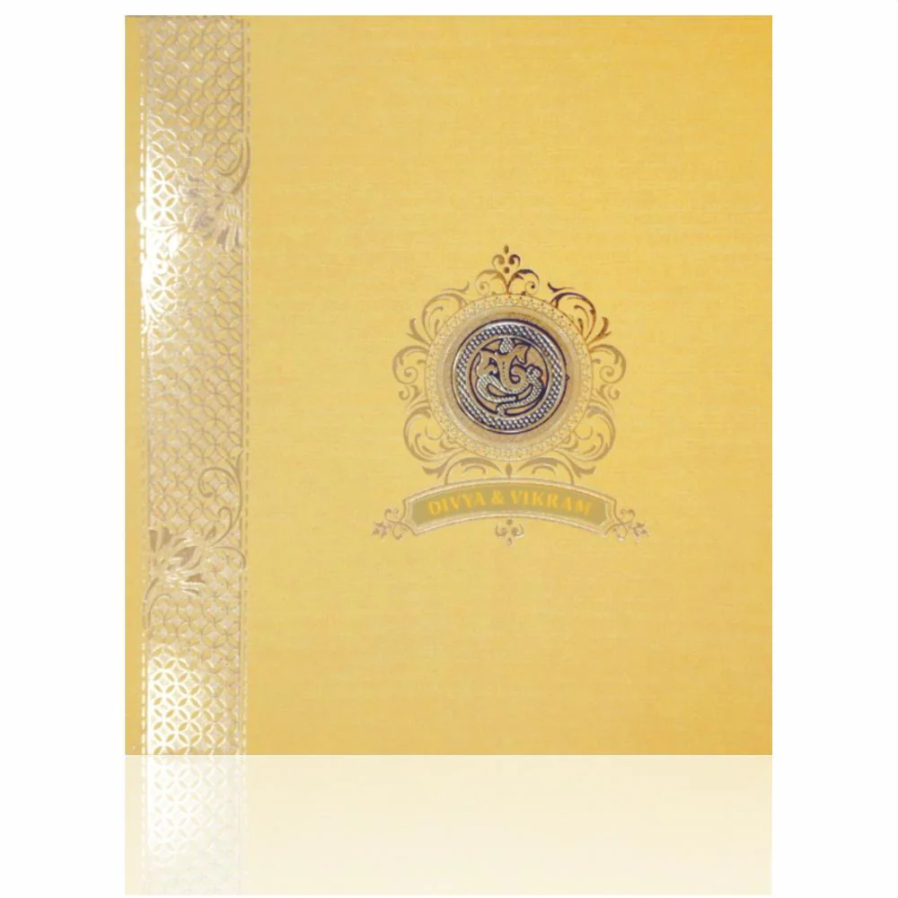 Gold Padded Stiff Board Invitation Card In Gold Foiling Print-KNPS7502G - Image 3
