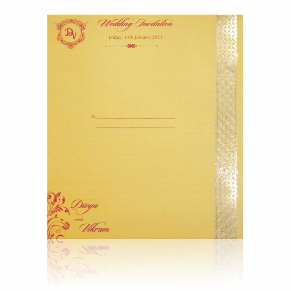 Gold Padded Stiff Board Invitation Card In Gold Foiling Print-KNPS7502G - Image 4