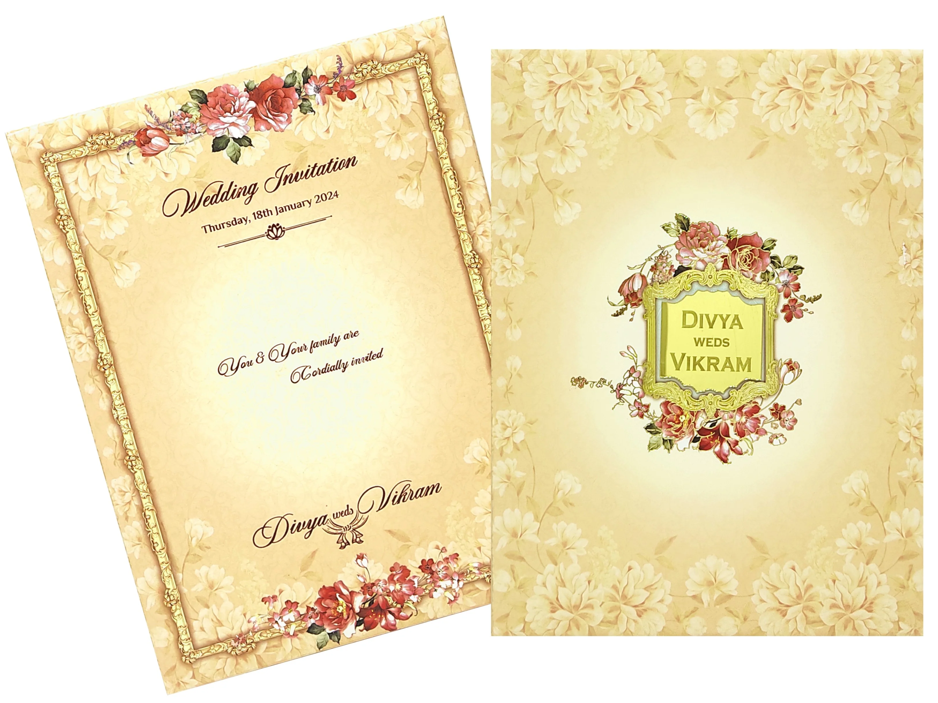 Pastel cream floral arch invitation card-KNPS8603P - Image 2