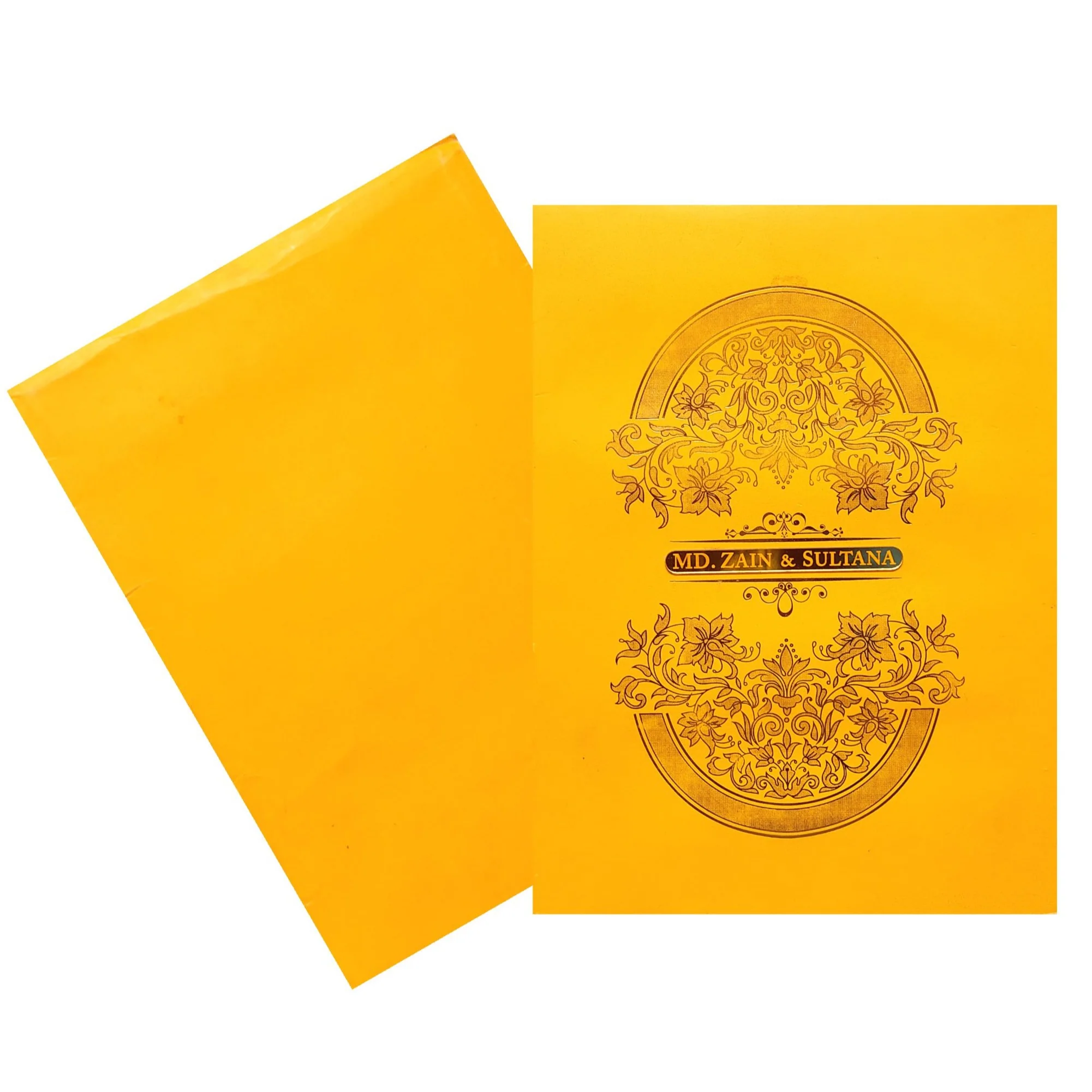 Gold Padded Floral Design Invitation Card-KNPS9501O - Image 2