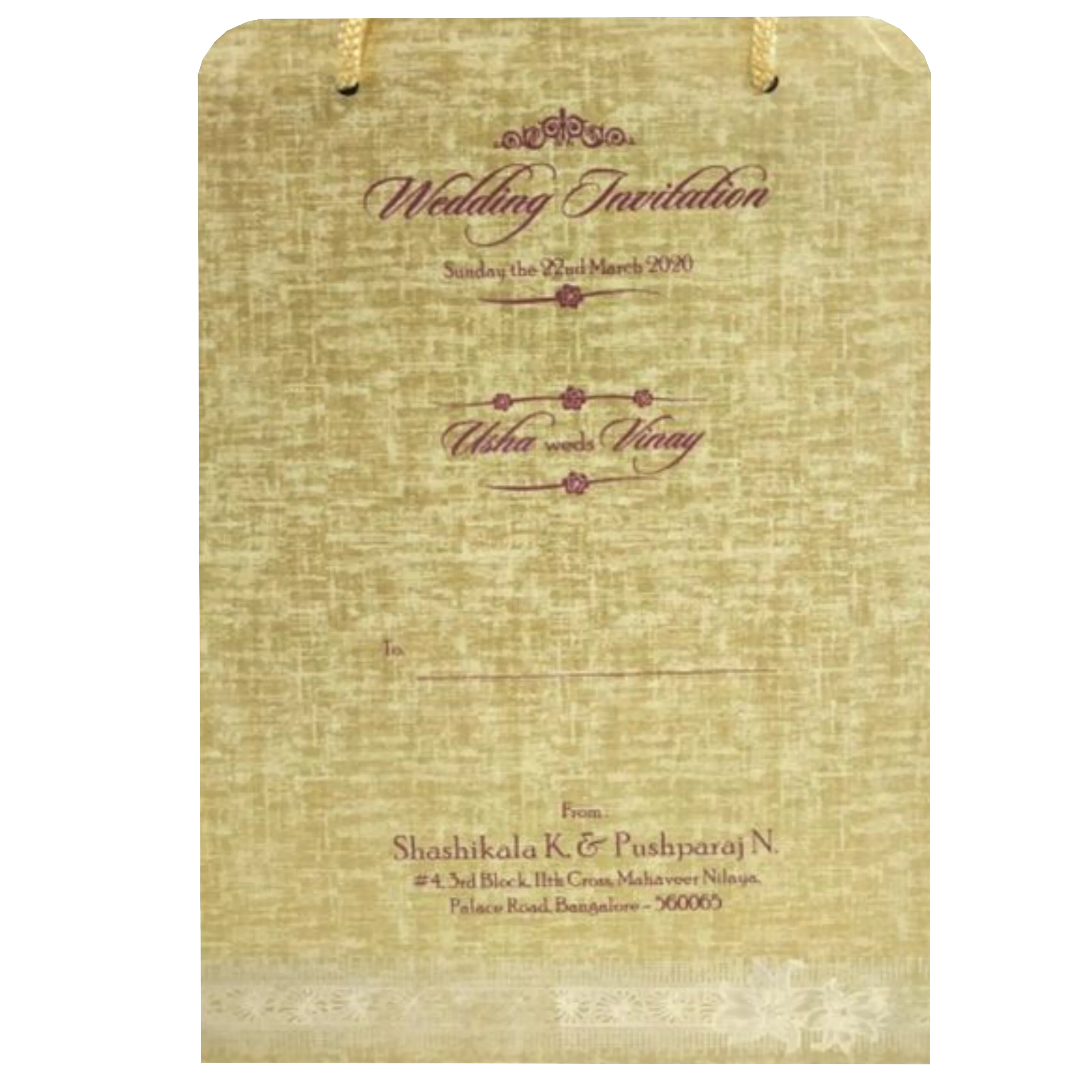 Brown Gold Premium Padded Stiff Board Invitation Card With Ganesha-KNPS9512N - Image 4