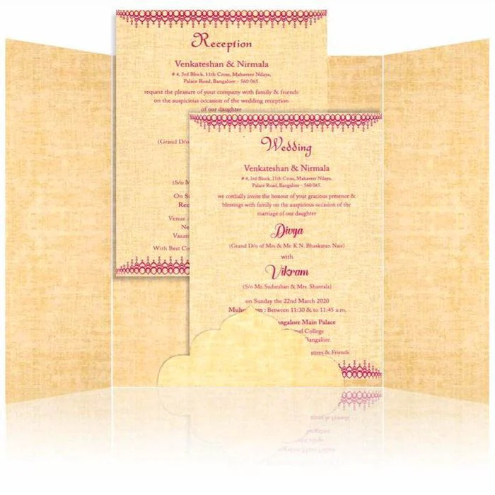 Brown Gold Designer Padded Invite With Name Plate-KNPS9513N - Image 5