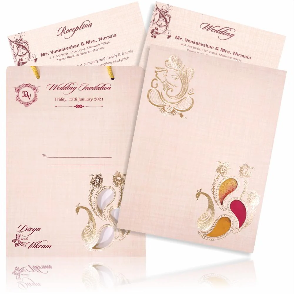 Sandal Premium Padded Invite With Arishina Kuku Design-KNPS9516S
