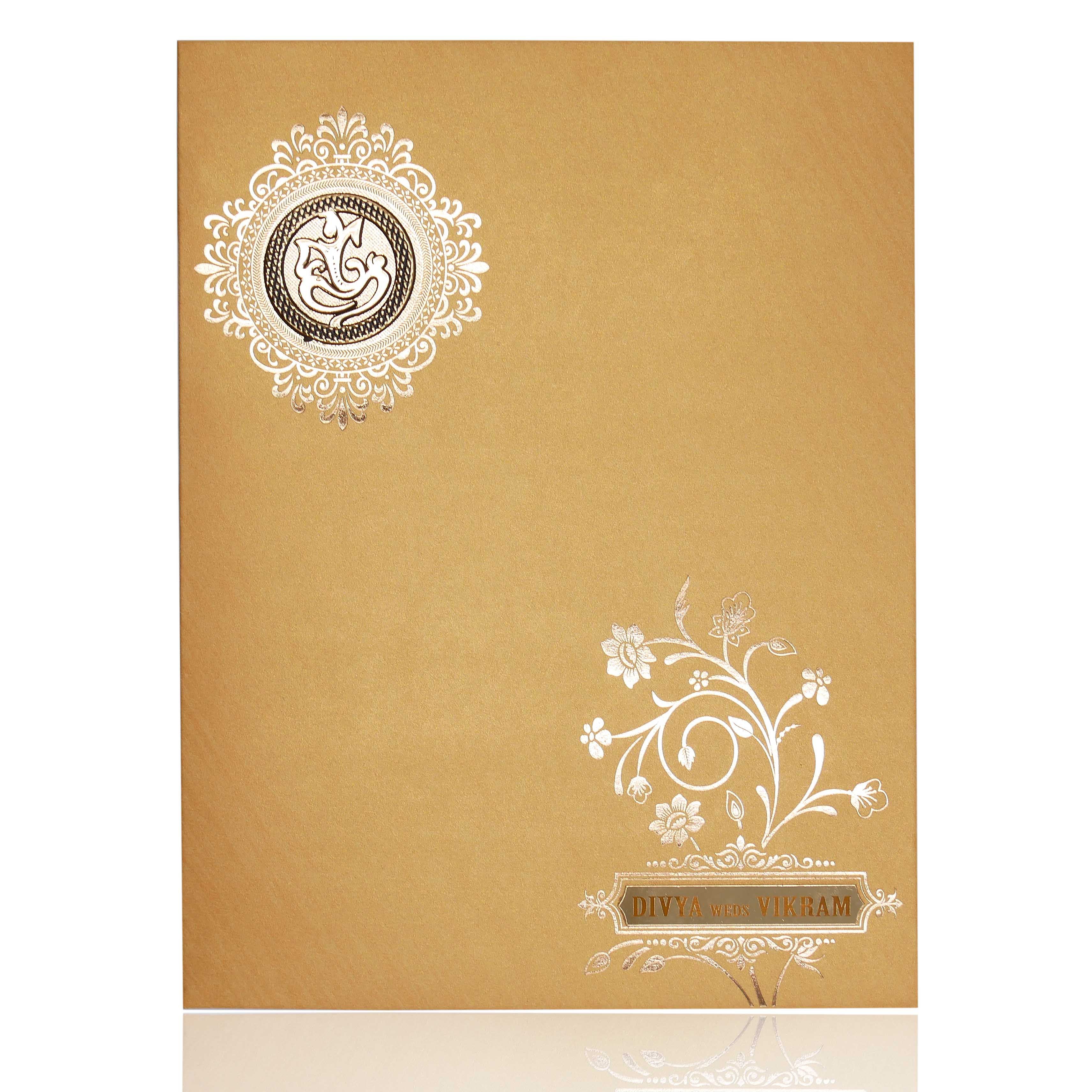 Gold Metallic Floral Print And Ganesha With Gold Foiling-KNR5702G - Image 3