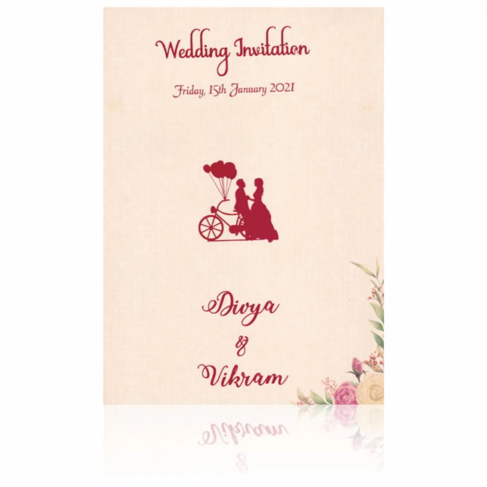 Pink floral single sheet invitation card-KNS051ND - Image 3