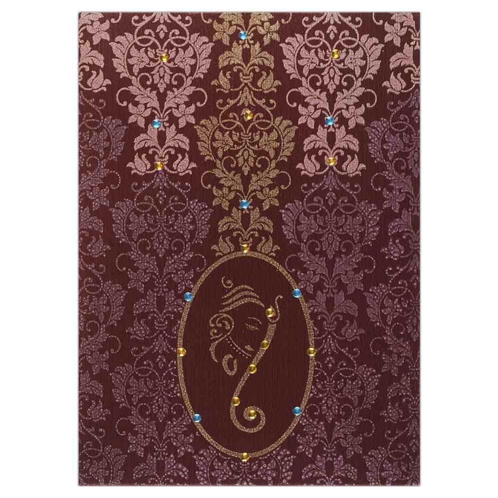 Invitation Card - Maroon Ganesha Card with Unmatched sophistication-KNK4882 - Image 2