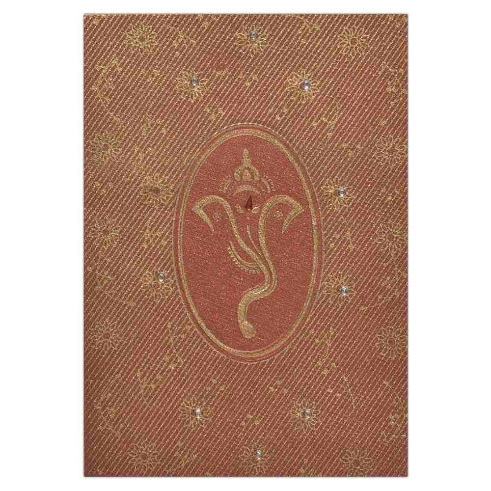 Invitation Card - Mesh patterned Ganesha Card in Gorgeous Red-KNK4611 - Image 2