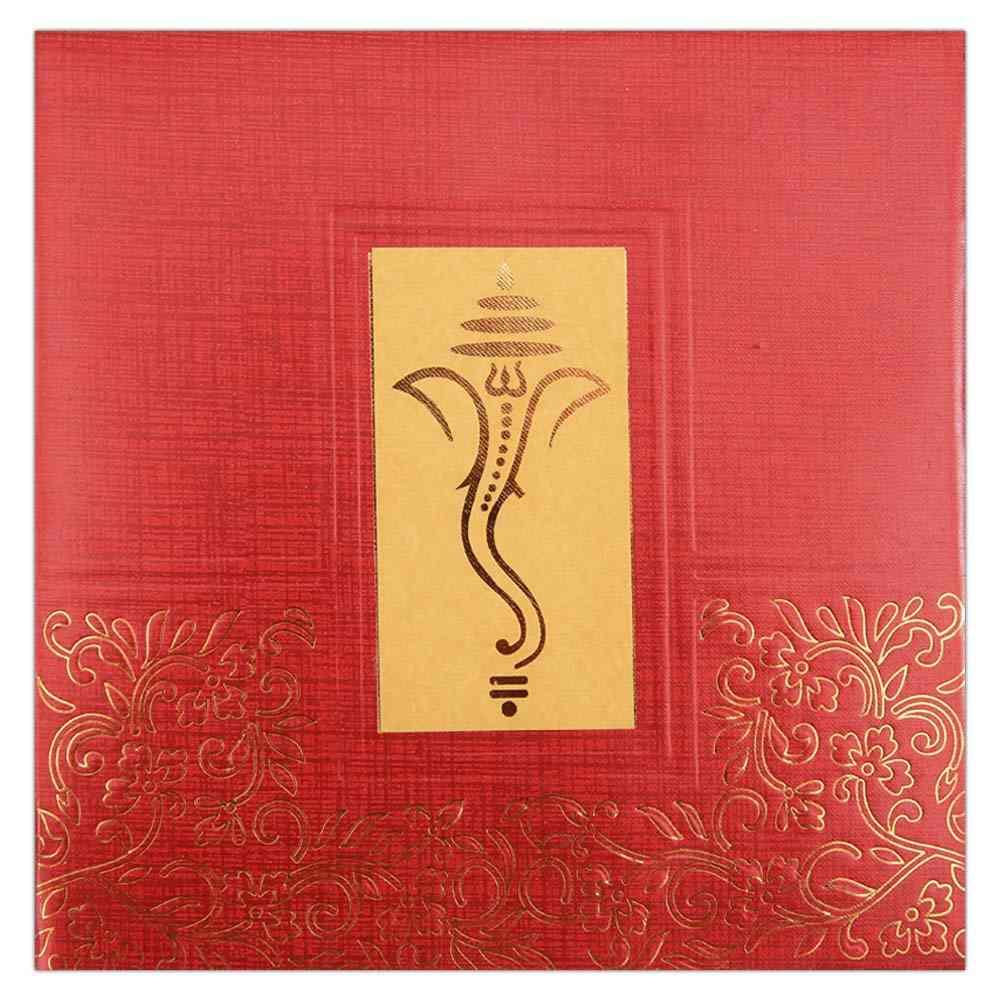 Invitation Card - Opulence defining Rich Red Ganesha card - KNK3056 - Image 2