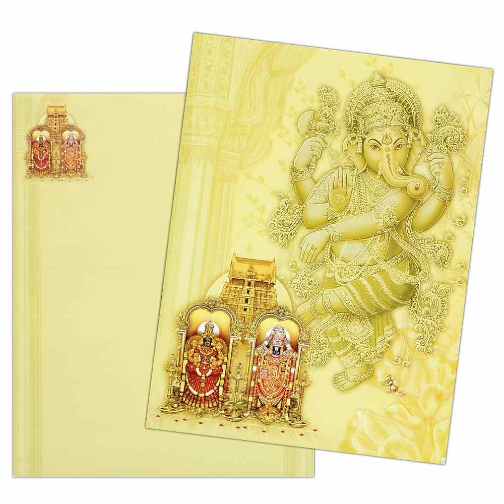 Classic Ganesha Balaji Padmavathi Invitation Card-KNK1667
