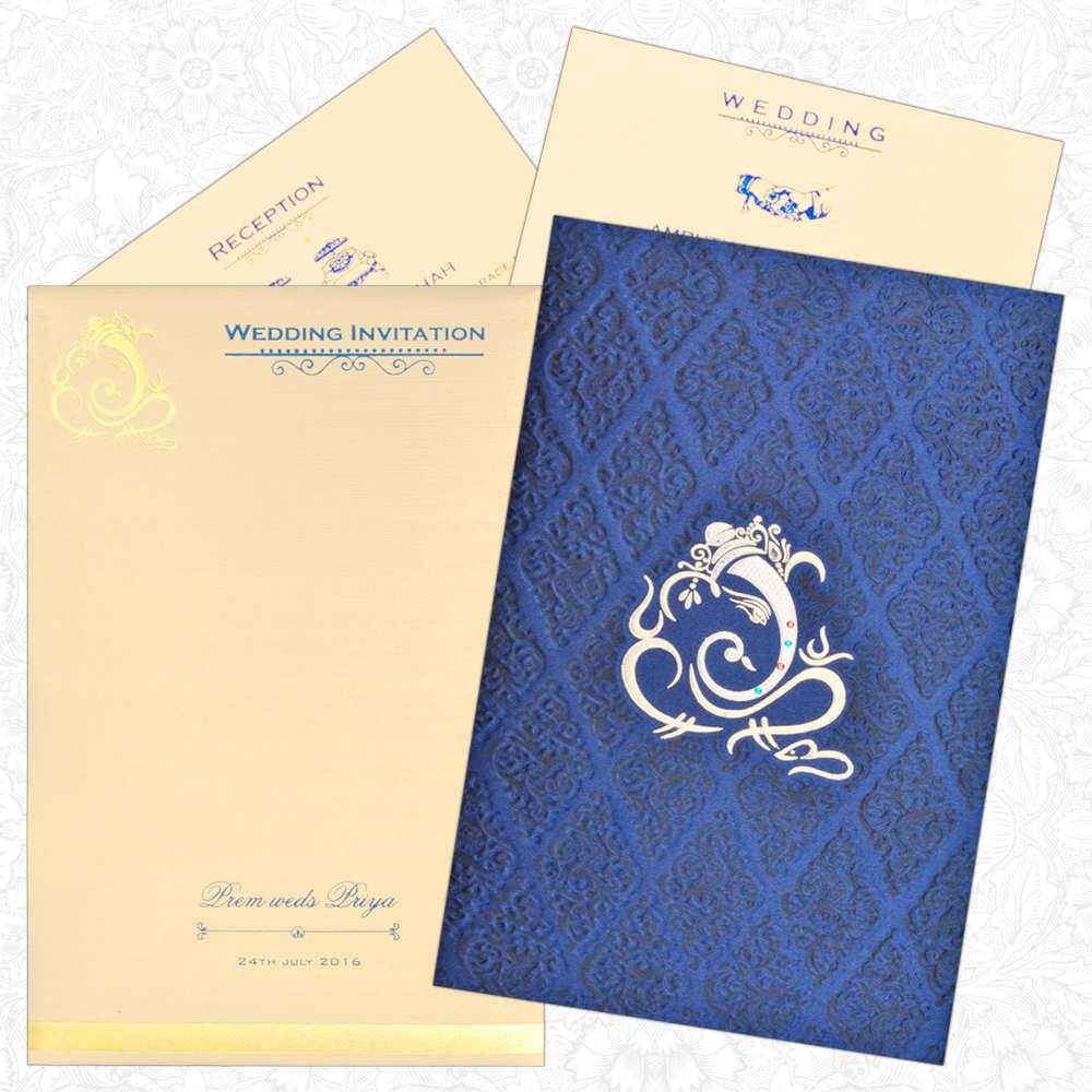 Blue Ganesha Invitation Card-KNK1341