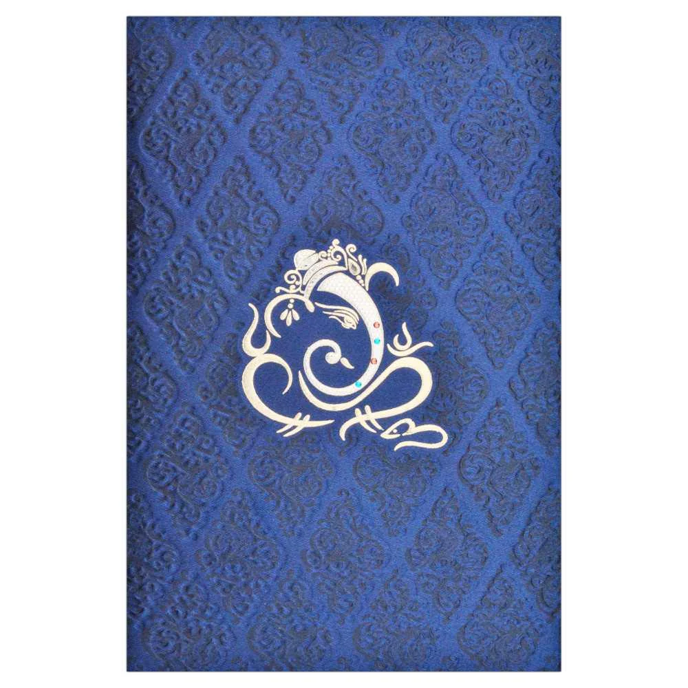 Blue Ganesha Invitation Card-KNK1341 - Image 3