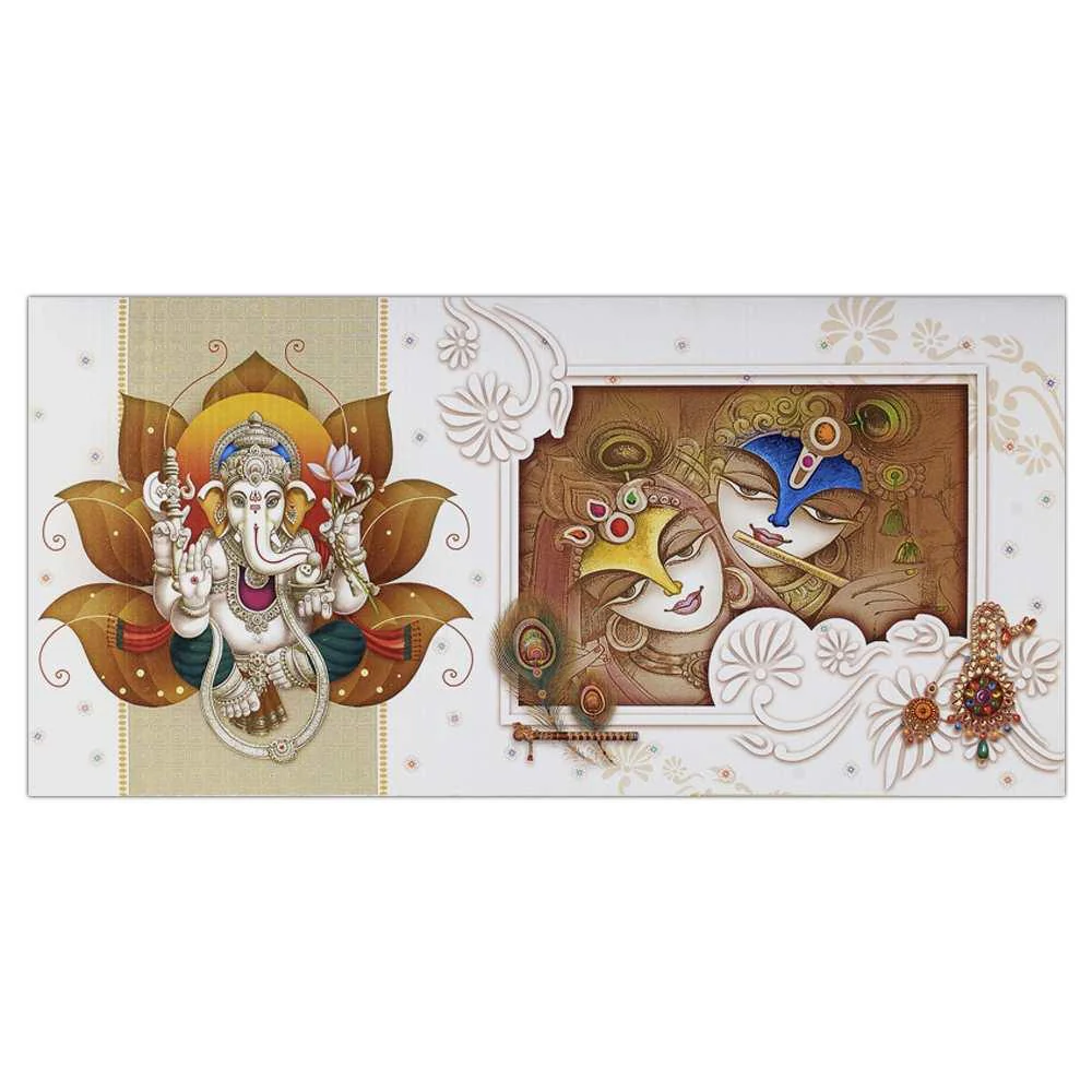 White Radha Krishna Invitation-KNK3164 - Image 2