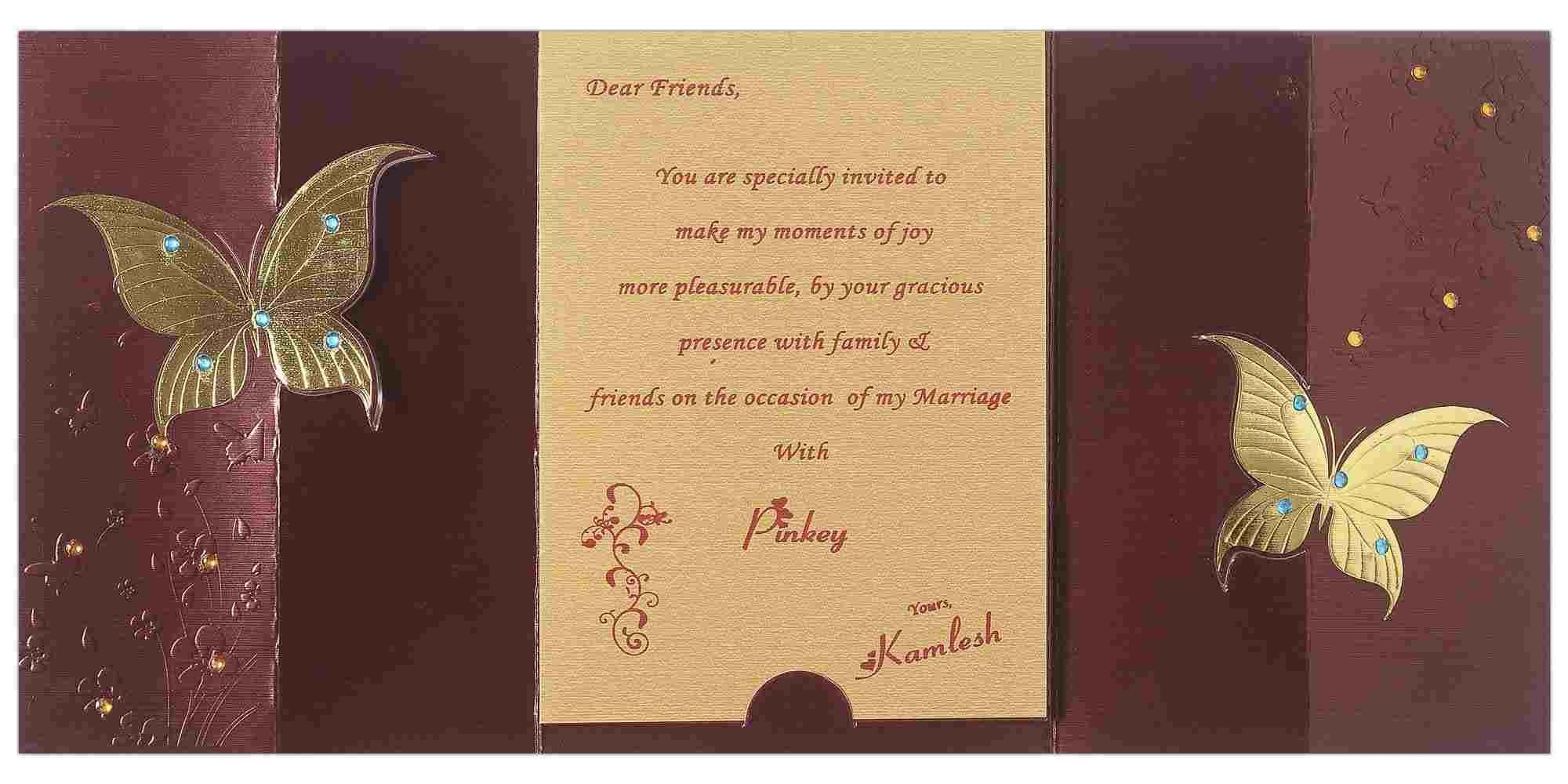 Invitation Card - Scintillating Brown and Golden Butterfly Invitation card-KNK2931 - Image 4