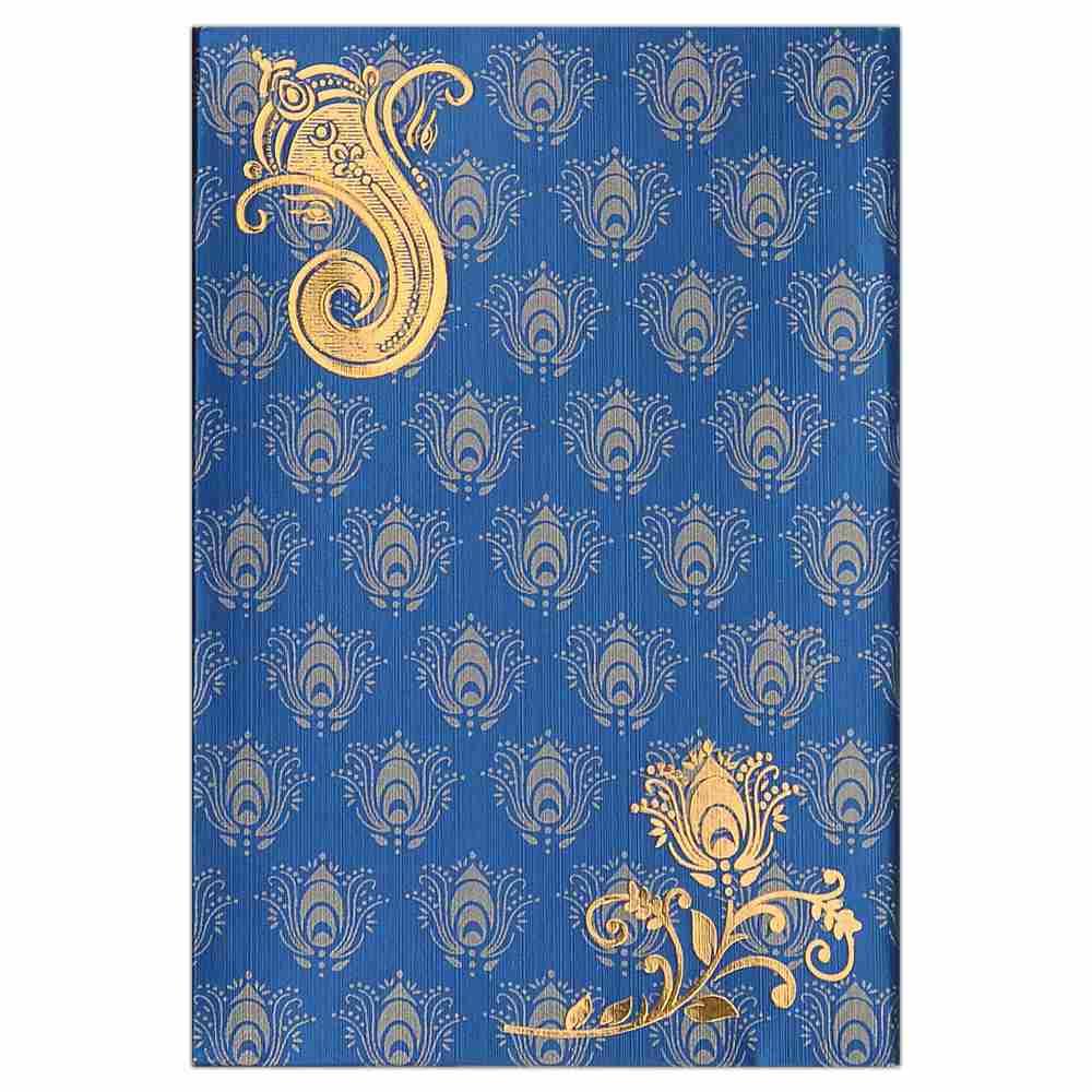 Invitation Card - Small Metallic Blue Wedding Card-KNK1878 - Image 2