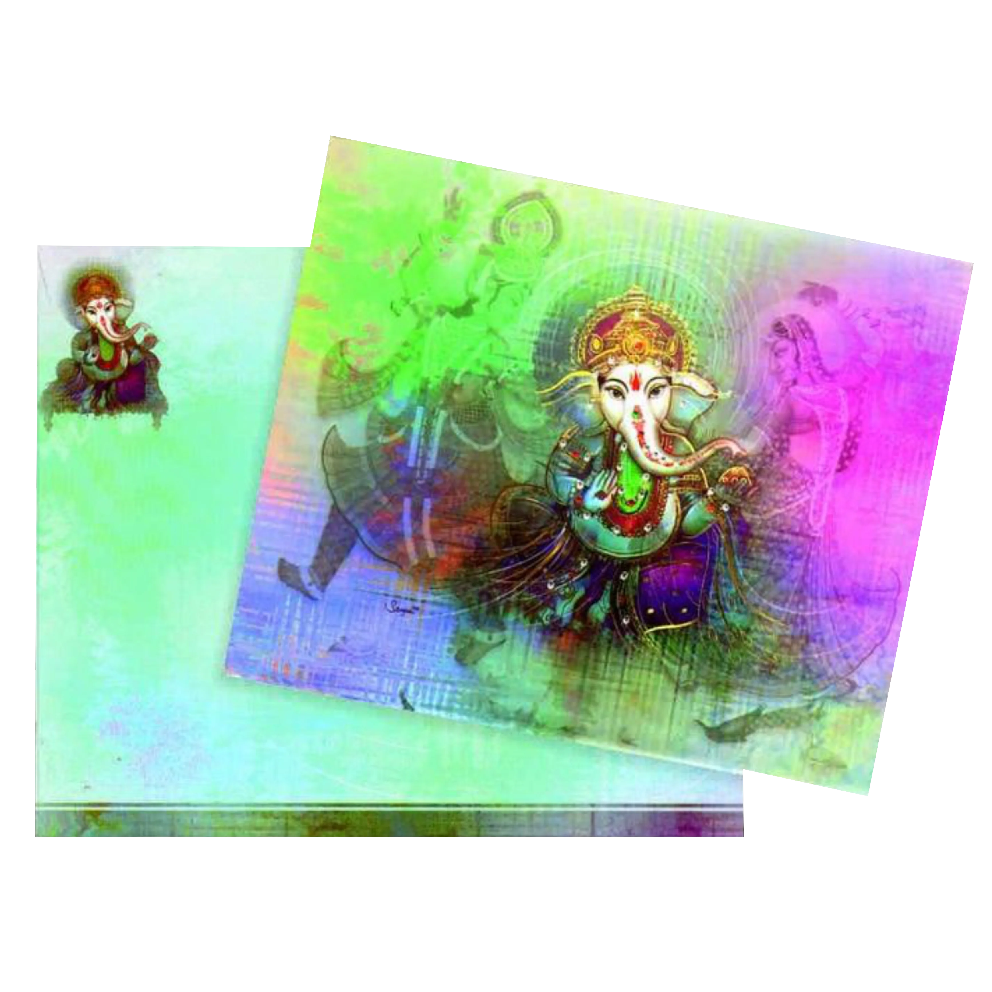 Invitation Card - Sparkling Multicolor Ganesha Wedding Card - KNKZ0421 - Image 2