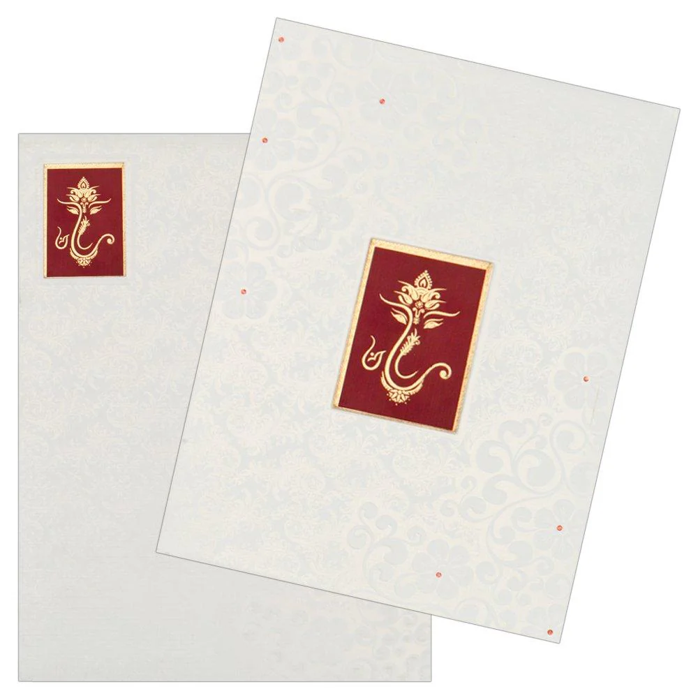 White Ganesha Invitation Card-KNK2877 - Image 2