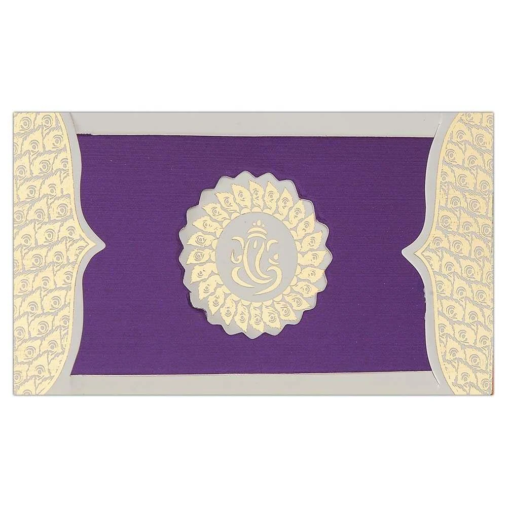 Invitation Card - Violet Ganesha Wedding Invitation Card-KNK3326 - Image 2