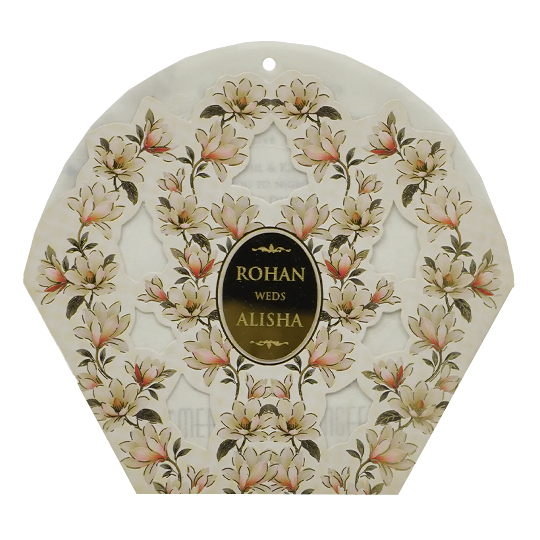 Ivory Cream Floral Laser-cut Wedding Card - KFR16180 - Image 3