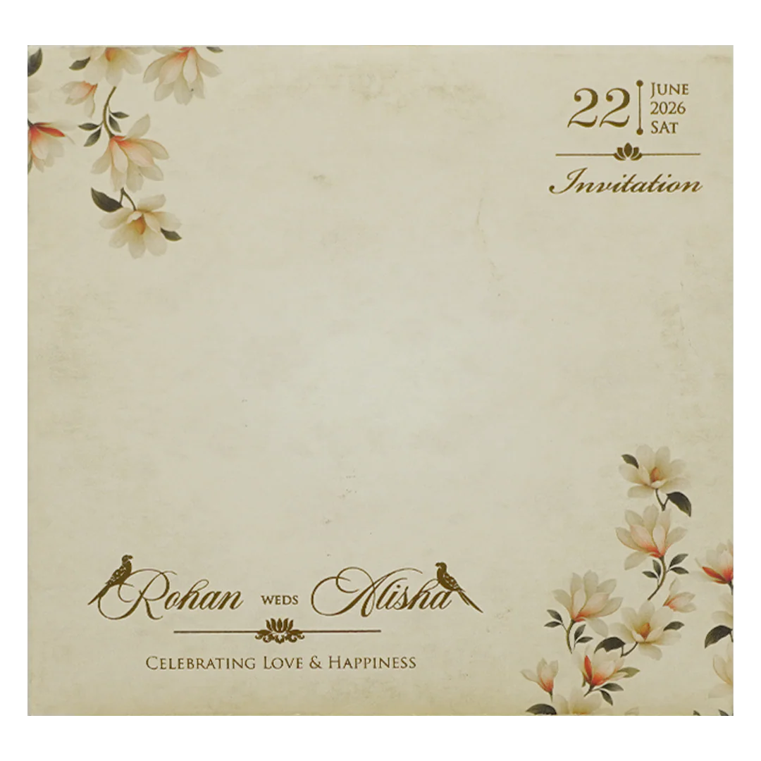 Ivory Cream Floral Laser-cut Wedding Card - KFR16180 - Image 4
