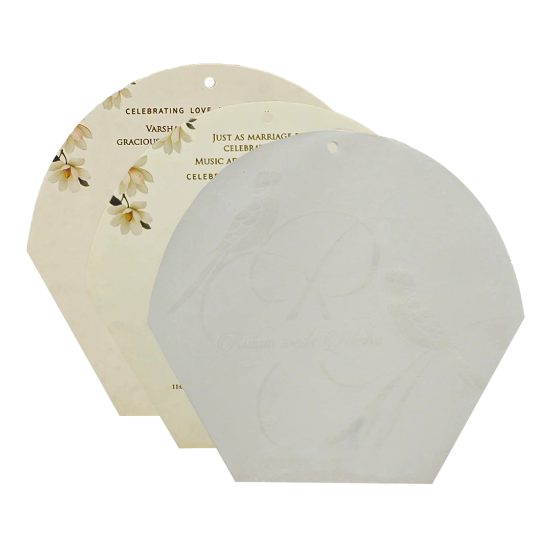 Ivory Cream Floral Laser-cut Wedding Card - KFR16180 - Image 5