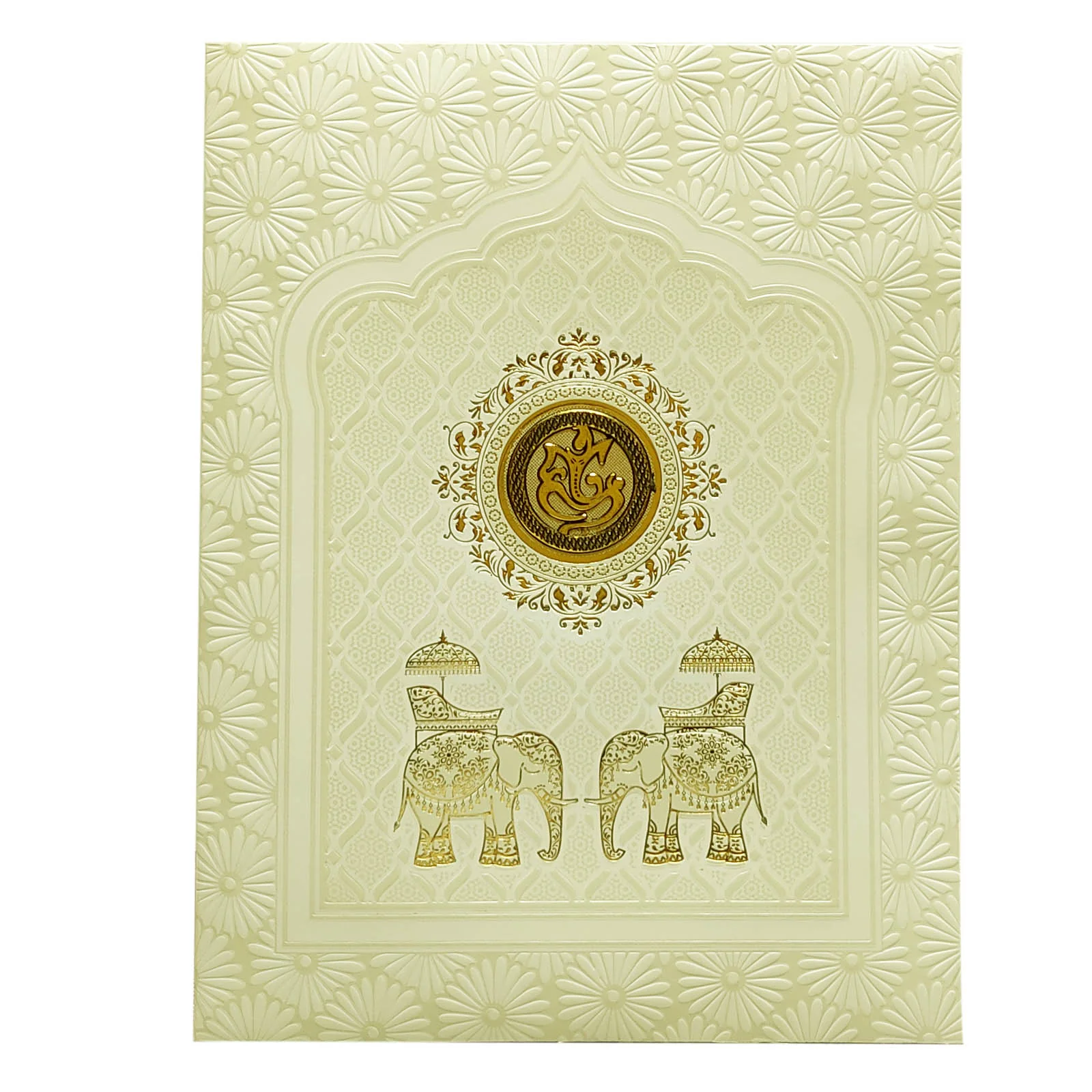 Ivory Floral Elephant Invitation Card-KNJS2067 - Image 3