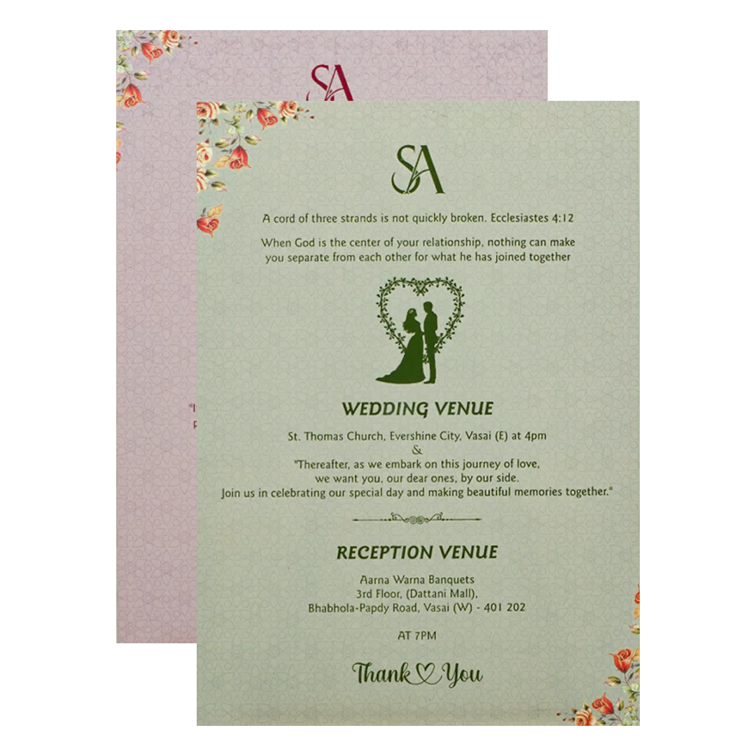 Ivory Floral Padded Wedding Card-KVN07230 - Image 5