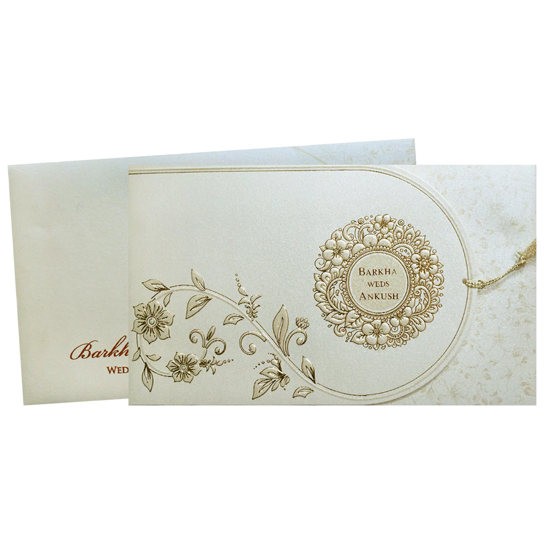 Ivory Gold Floral Mandala Wedding Invitation Card-KPR06400 - Image 2