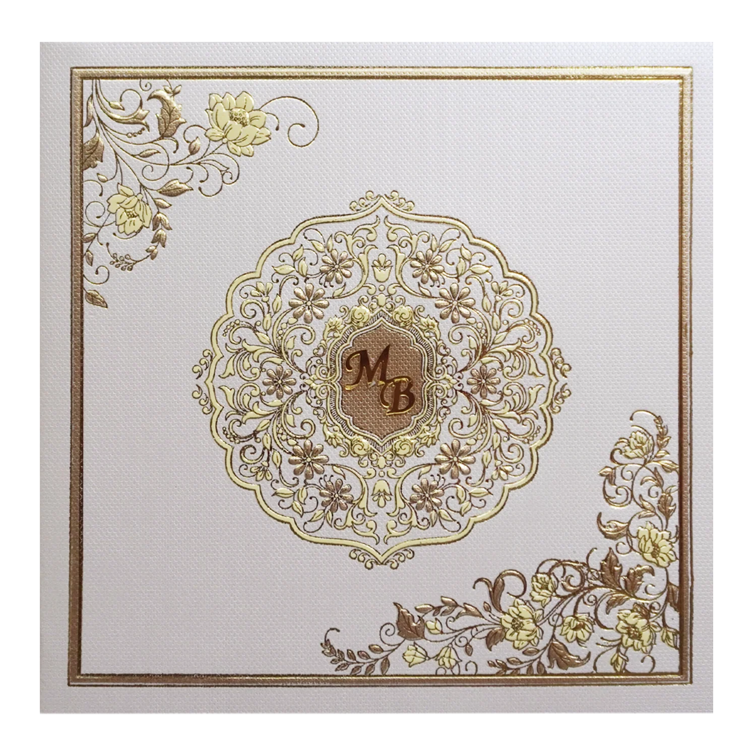 Ivory Golden Floral Wedding Card-KSI11550 - Image 3