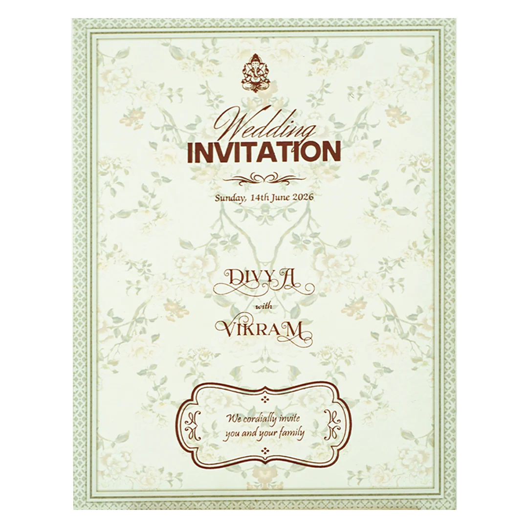 Green Gold Foiled Floral Wedding Card-KNZT2301 - Image 4