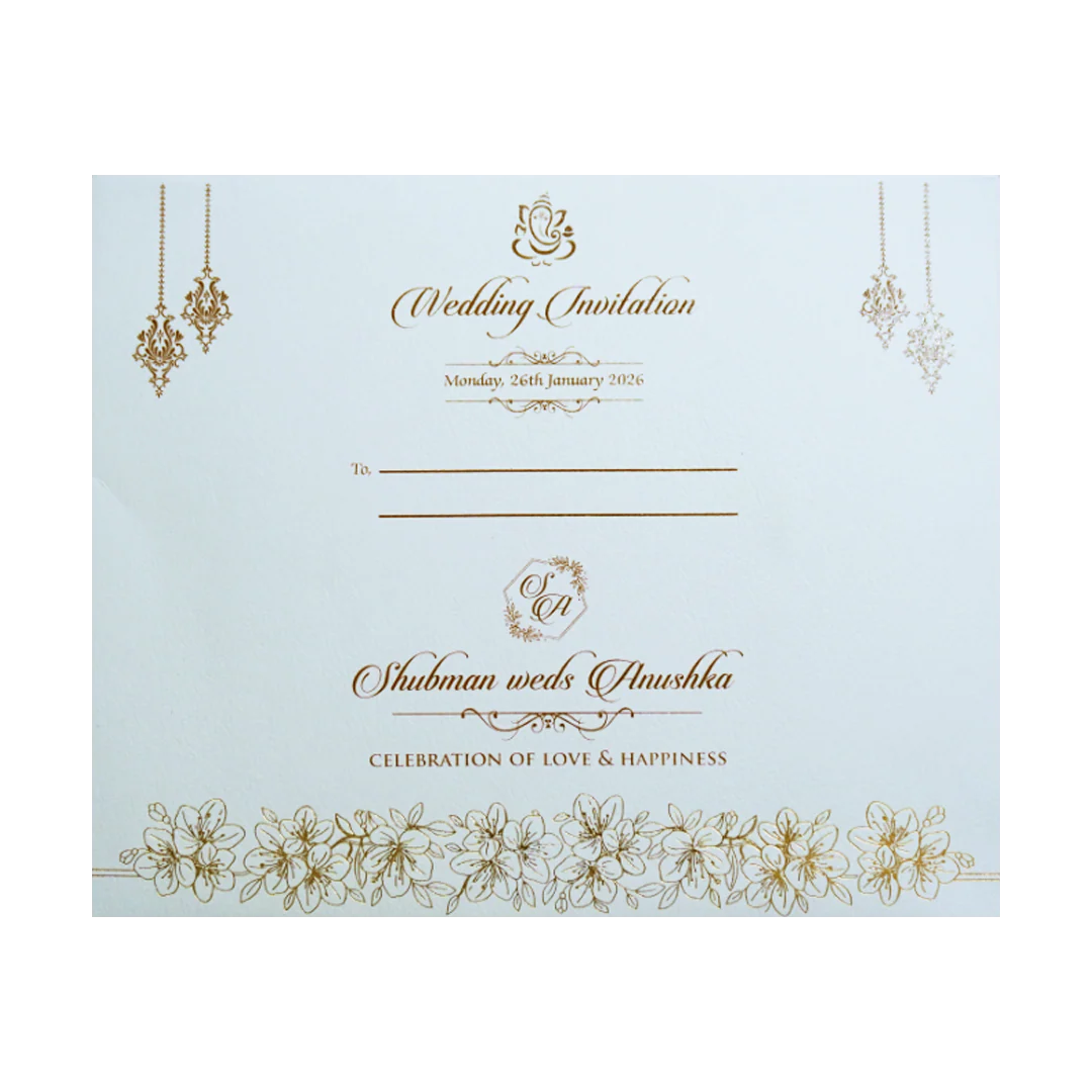 Ivory Laser Cut Gold Foil Wedding Invitation Card with Custom Name-KRB09141 - Image 4