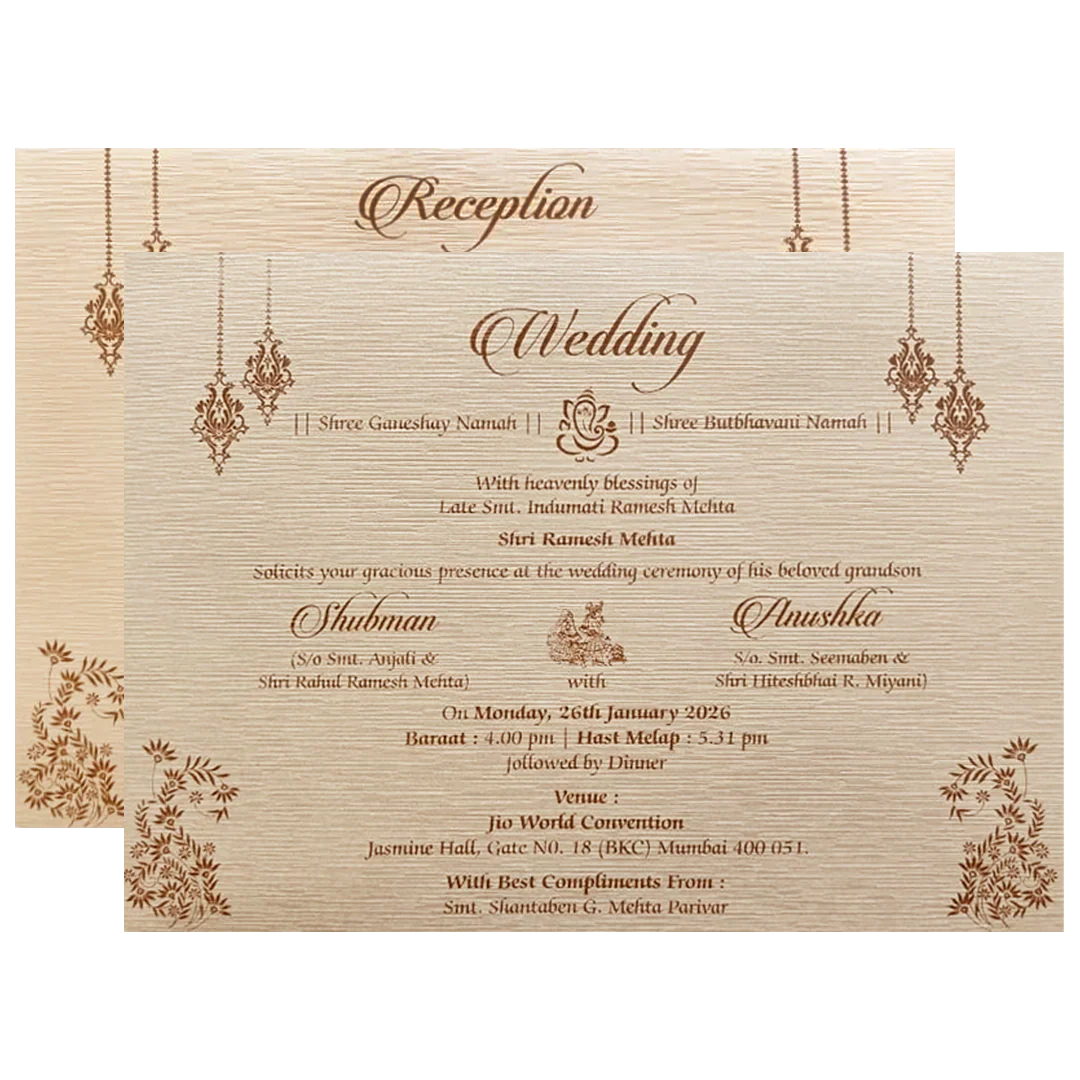 Ivory Padded Embossed Floral Wedding Invitation Card-KRB09710 - Image 5