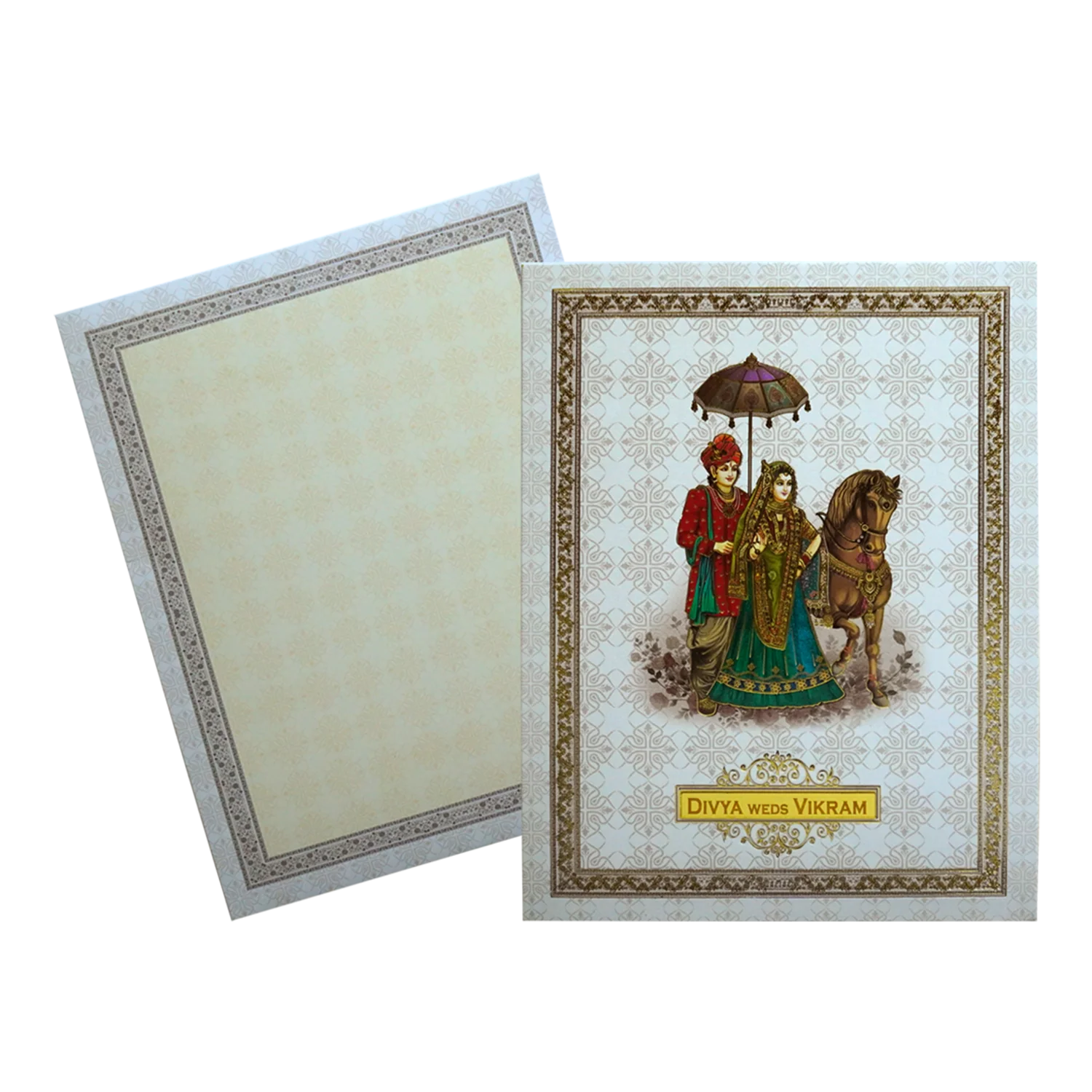 Ivory White Wedding Invitation-KNKN6310 - Image 2