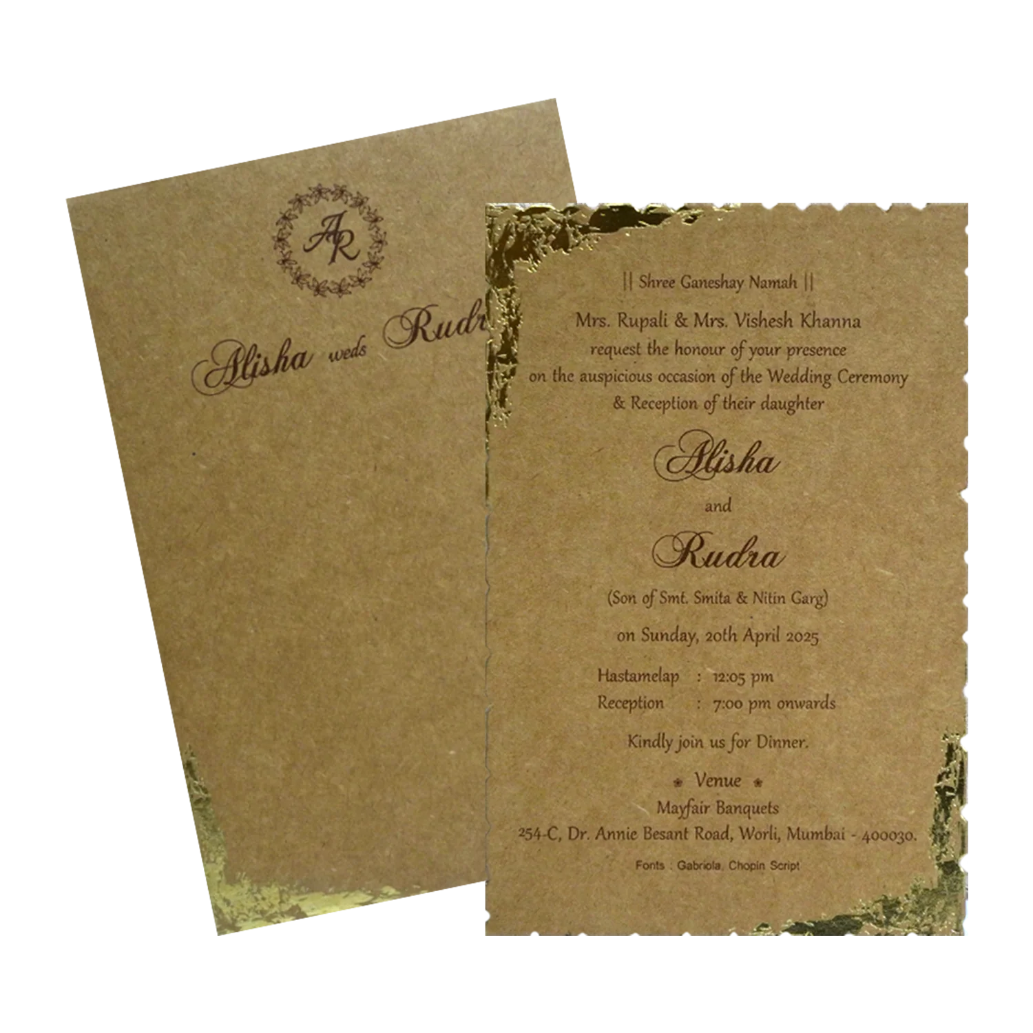 Khaki Brown Foil Invitation-KRCS7062