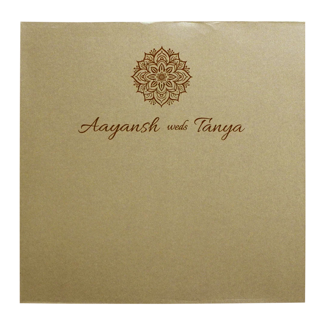 Khaki Embossed Leaf Wedding Invitation-KRC30602 - Image 4