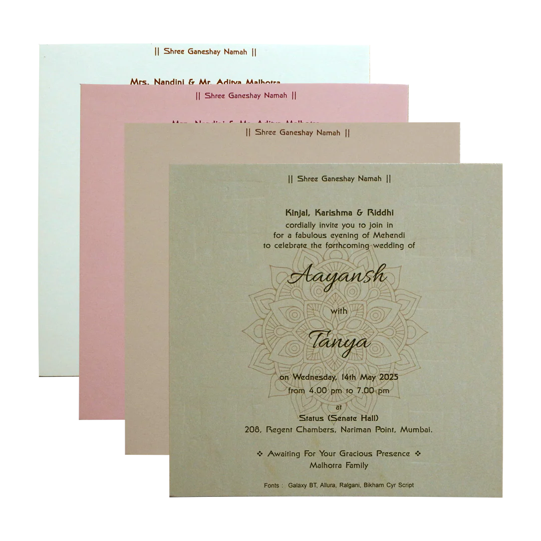 Khaki Embossed Leaf Wedding Invitation-KRC30602 - Image 5