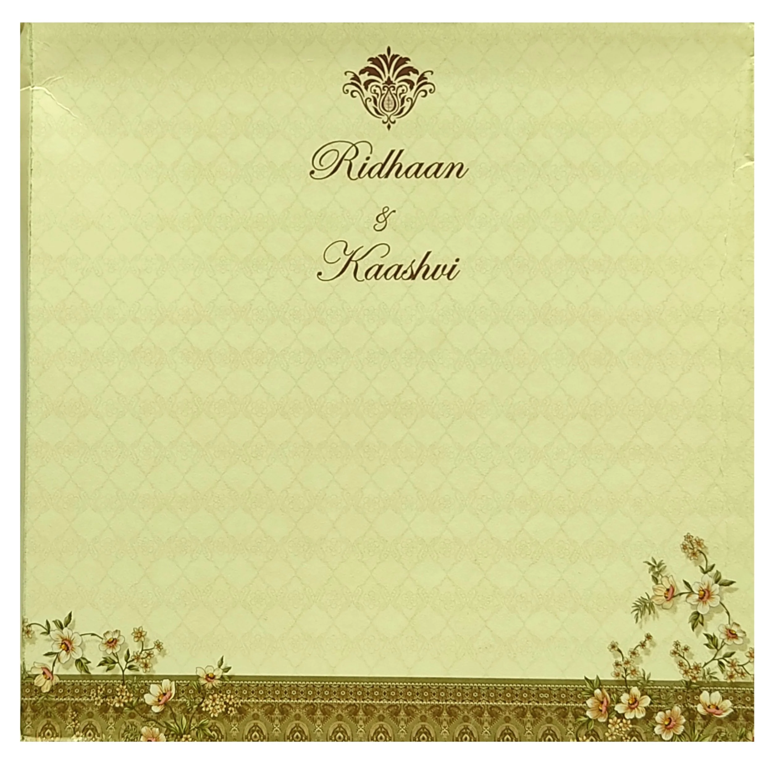 Beige Floral Padded Invitation Card-KRC29950 - Image 4