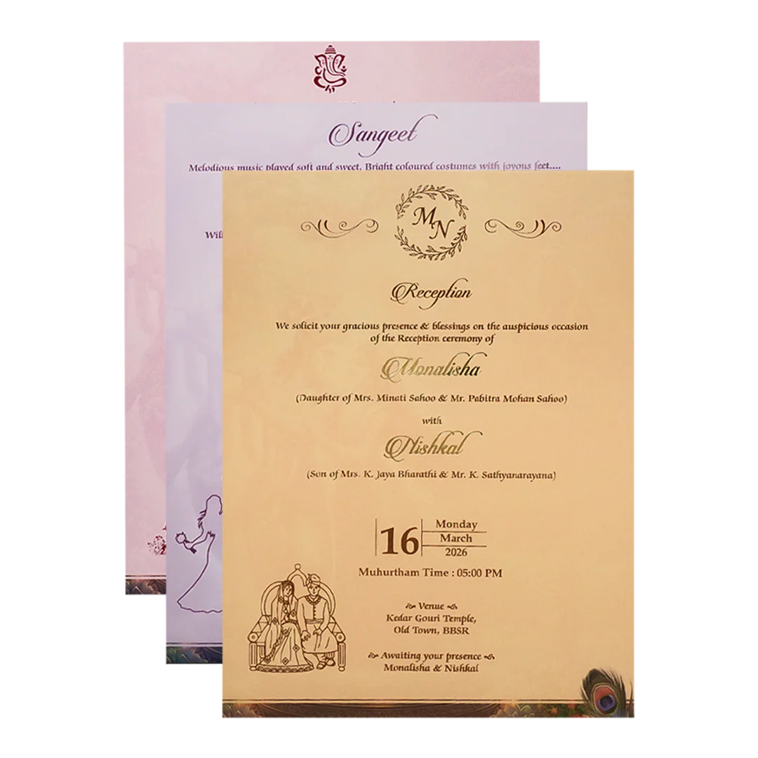 Krishna Radha Peacock Padded Wedding Card-KSH72310 - Image 5