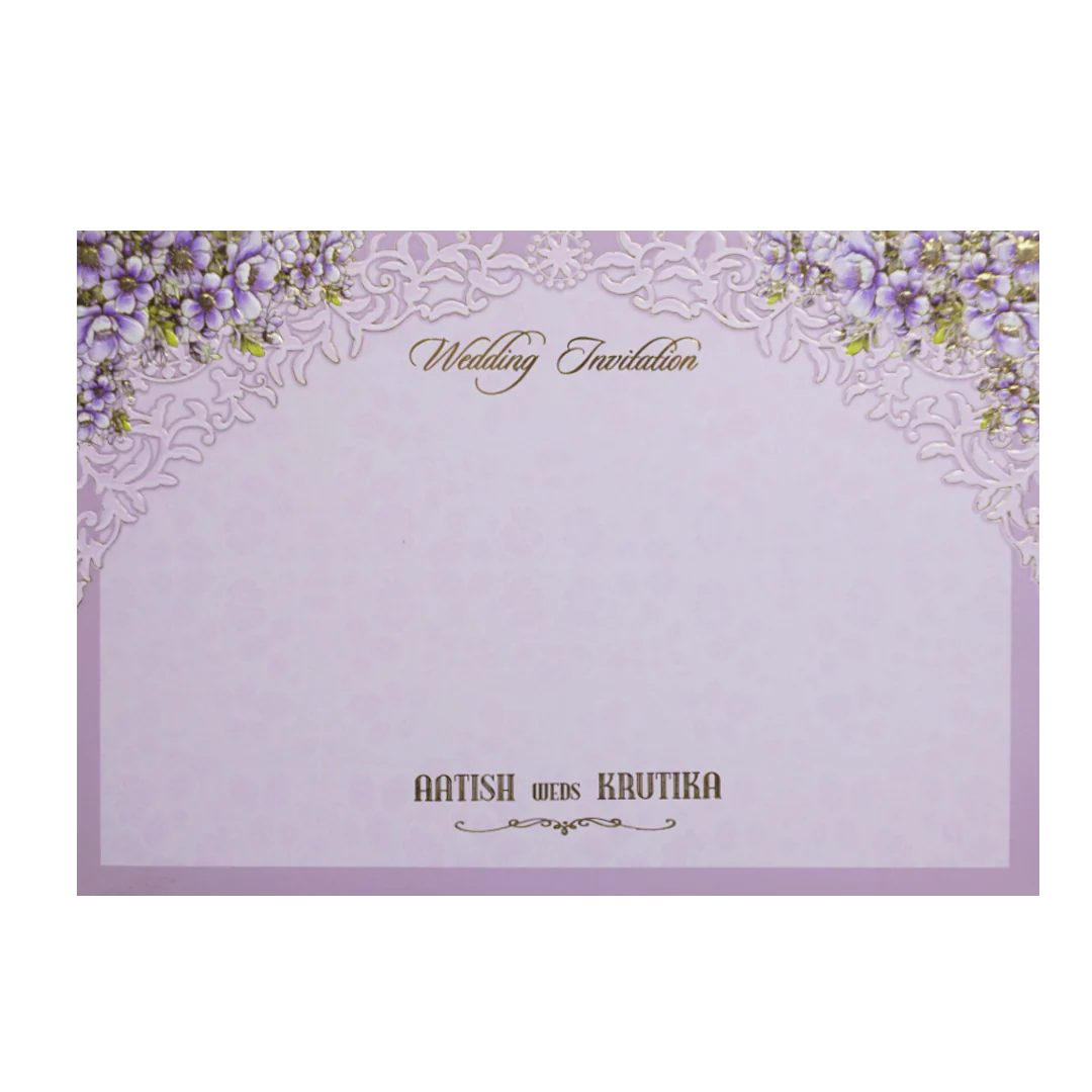 Lavendar & Gold 3D Hindu Wedding Ceremony Card-KMMEX8200 - Image 4